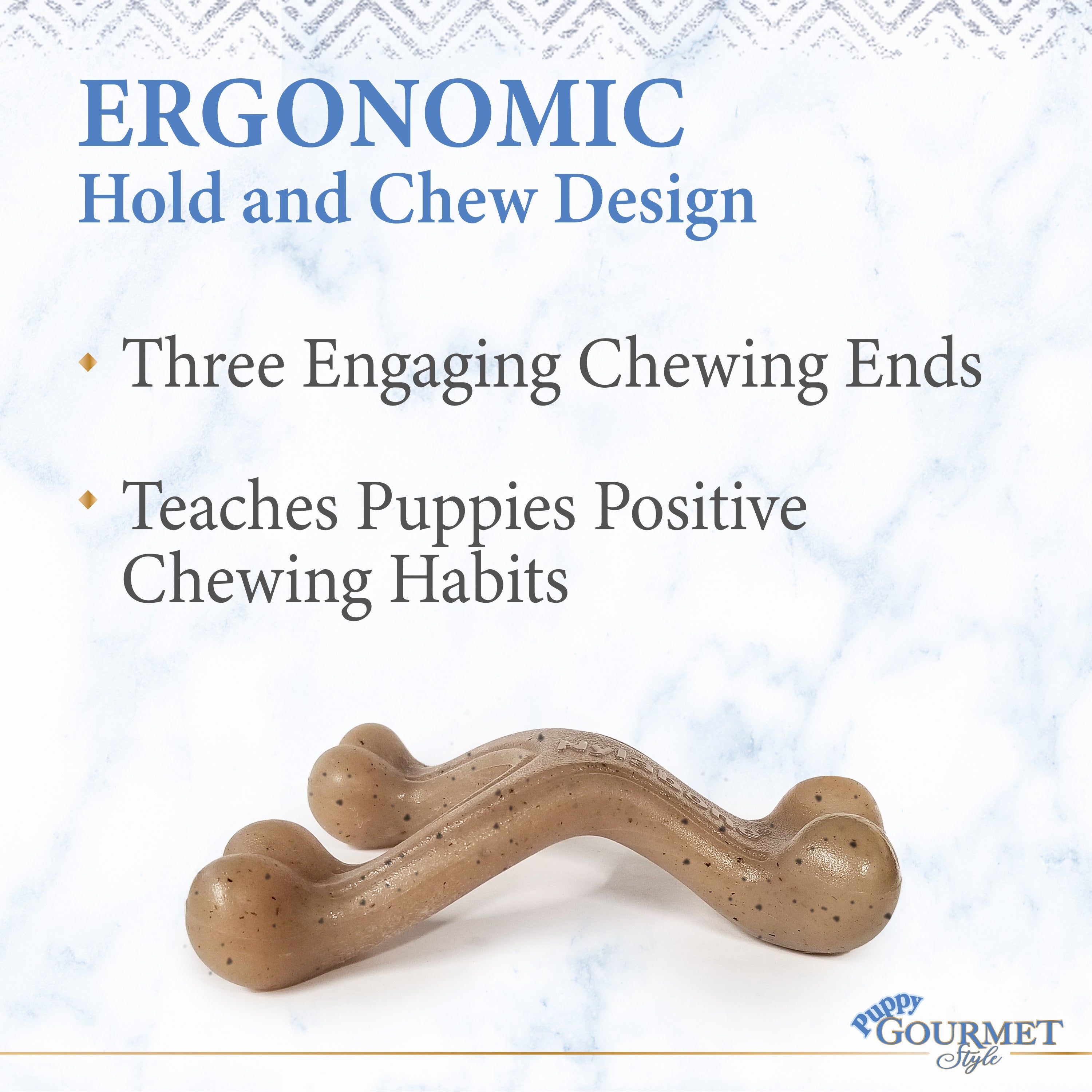 Nylabone Gourmet Style Strong Wishbone Puppy Chew Toy Peanut Butter, 1ea/SMall/Regular Up To 25 Ibs. 1 ct