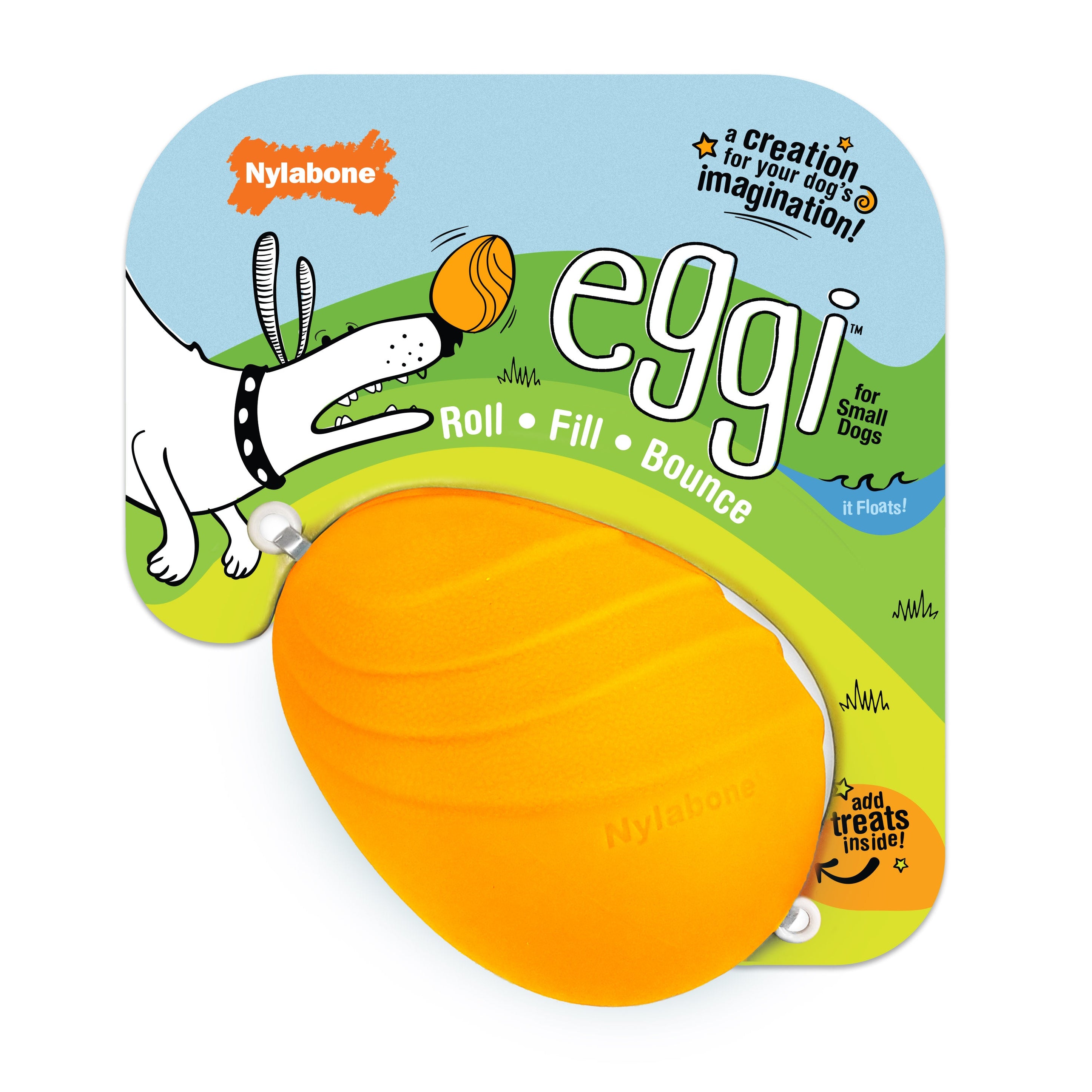 Nylabone Creative Play Eggi Dog Treat Toy Orange, 1ea/SMall/Regular Up To 25 Ibs. 1 ct
