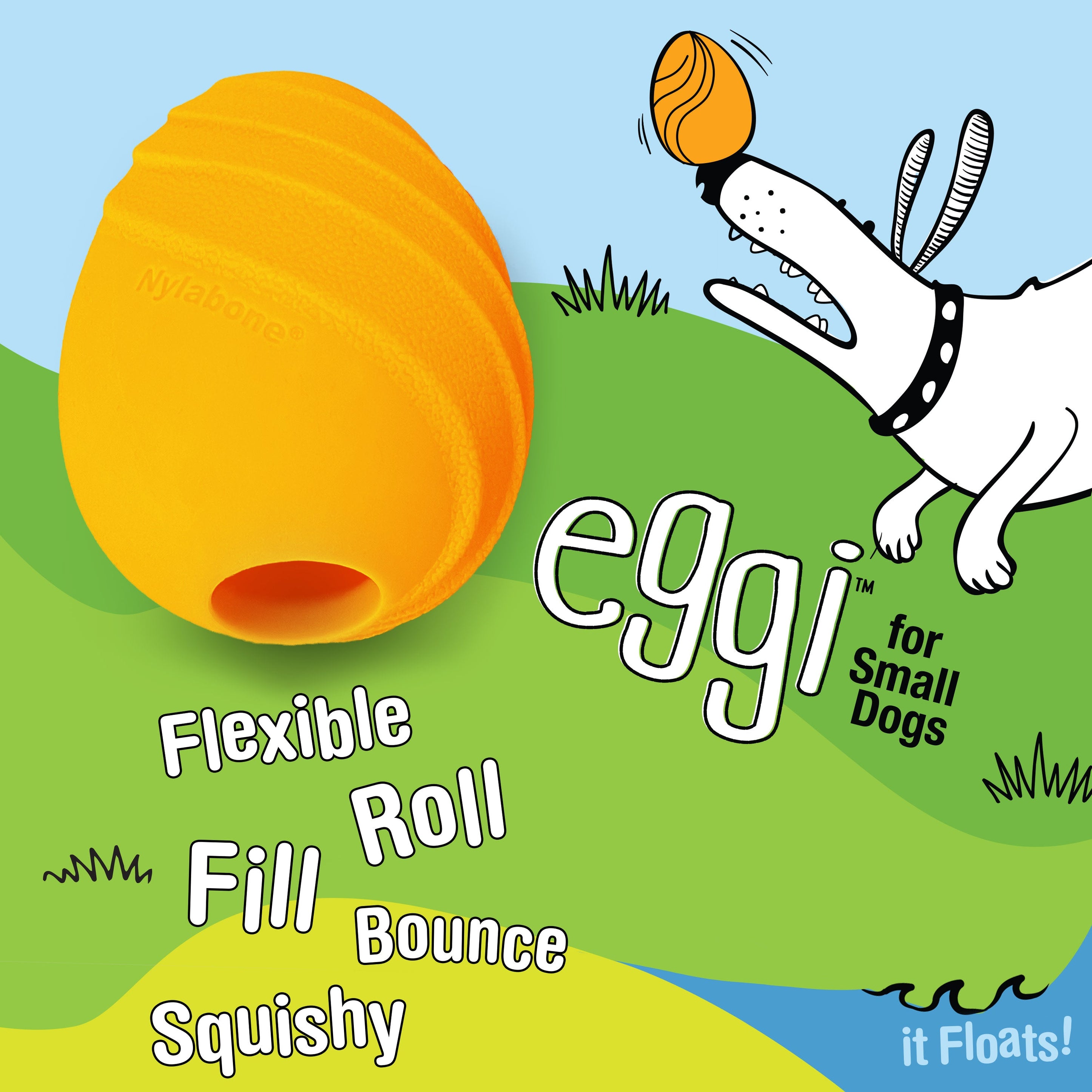 Nylabone Creative Play Eggi Dog Treat Toy Orange, 1ea/SMall/Regular Up To 25 Ibs. 1 ct