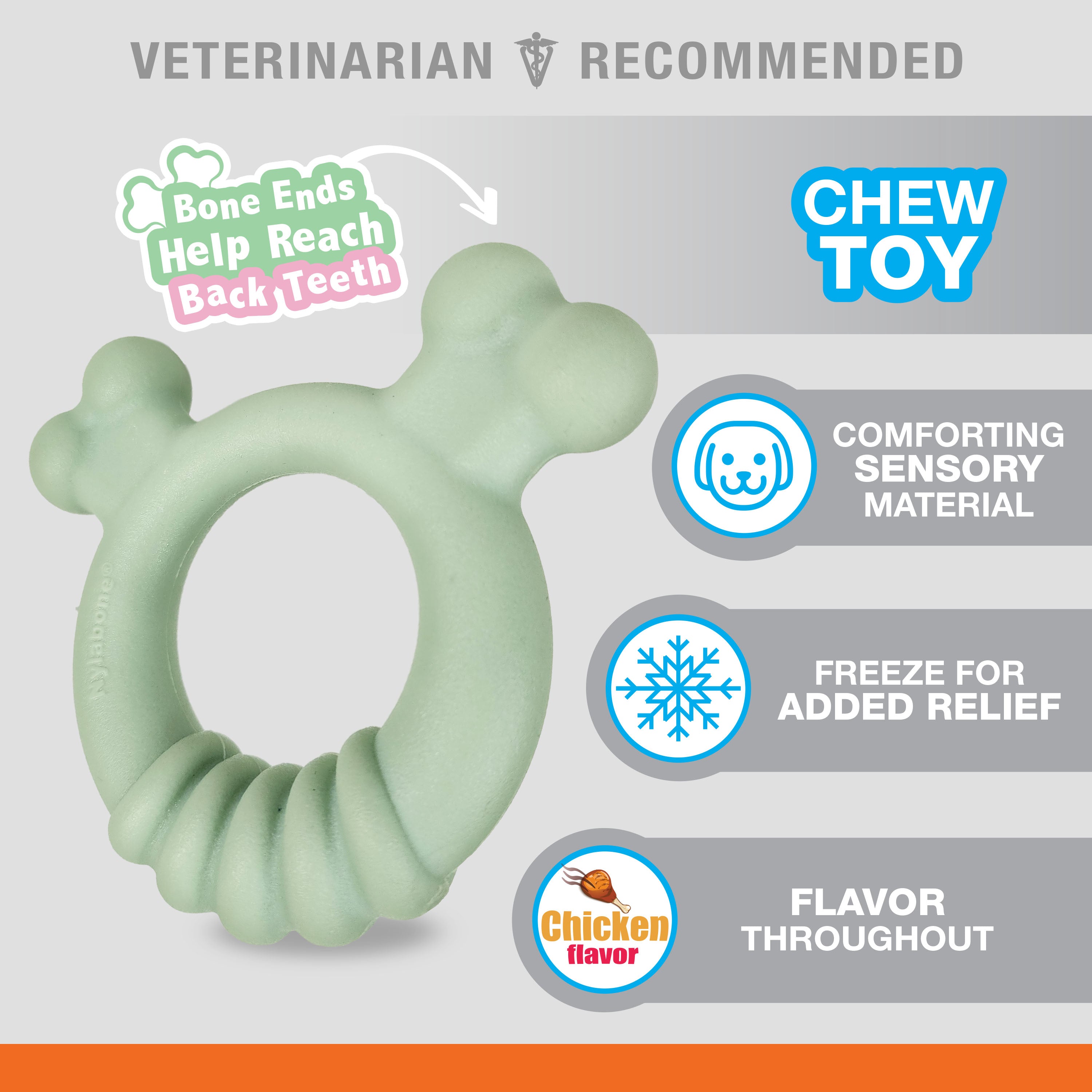 Nylabone Sensory Material Puppy Teething Ring Chicken, 1ea/SMall/Regular Up To 25 Ibs. 1 ct