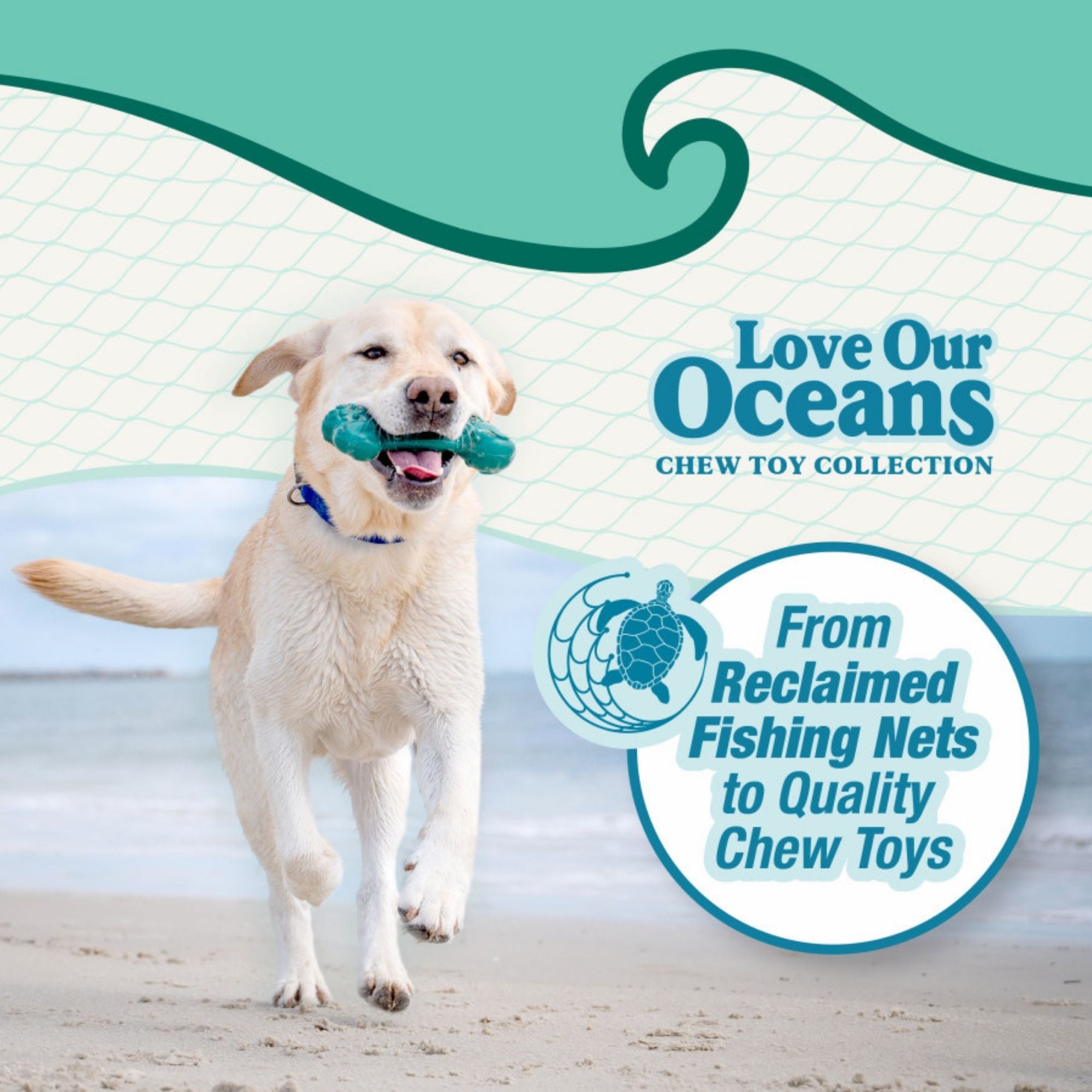 Nylabone Power Chew Love Our Oceans Teddy Bear Bone Dog Chew Toy Beef Jerky, 1ea/Large