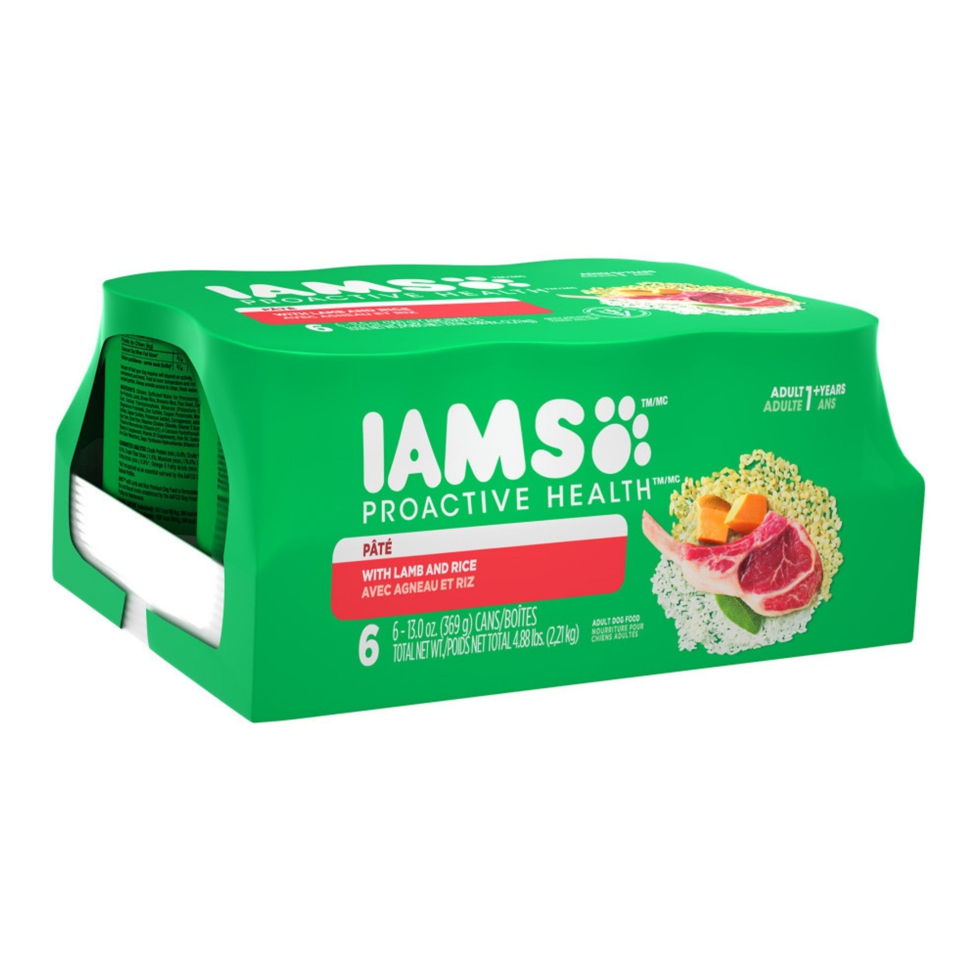 IAMS Proactive Health Paté Adult Wet Dog Food Pate w/Lamb & Rice 13 oz, 6 pk 2 case minimum
