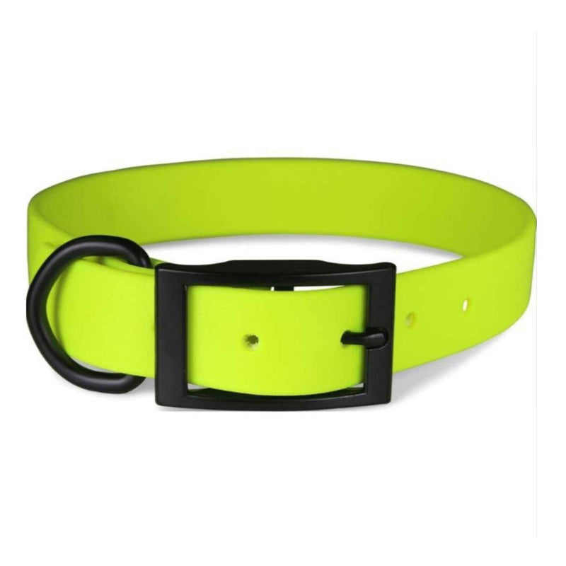 Omni Pet Zeta Biothane Dog Collar with Blk Hardware Neon Yellow 1 x 26in.