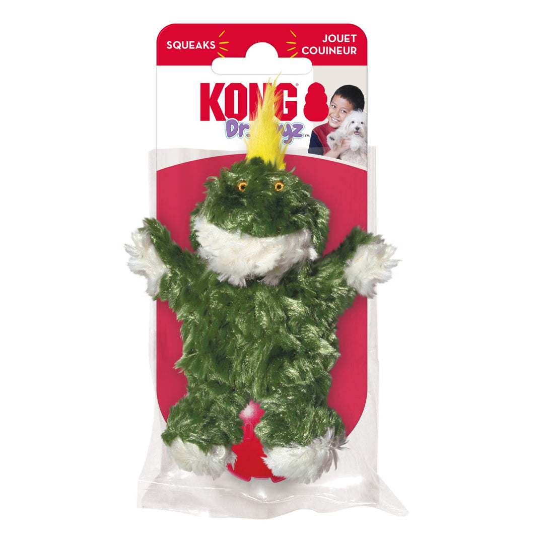 KONG Dr. Noyz Unstuffed Plush Dog Toy Frog with Squeaker X-Small
