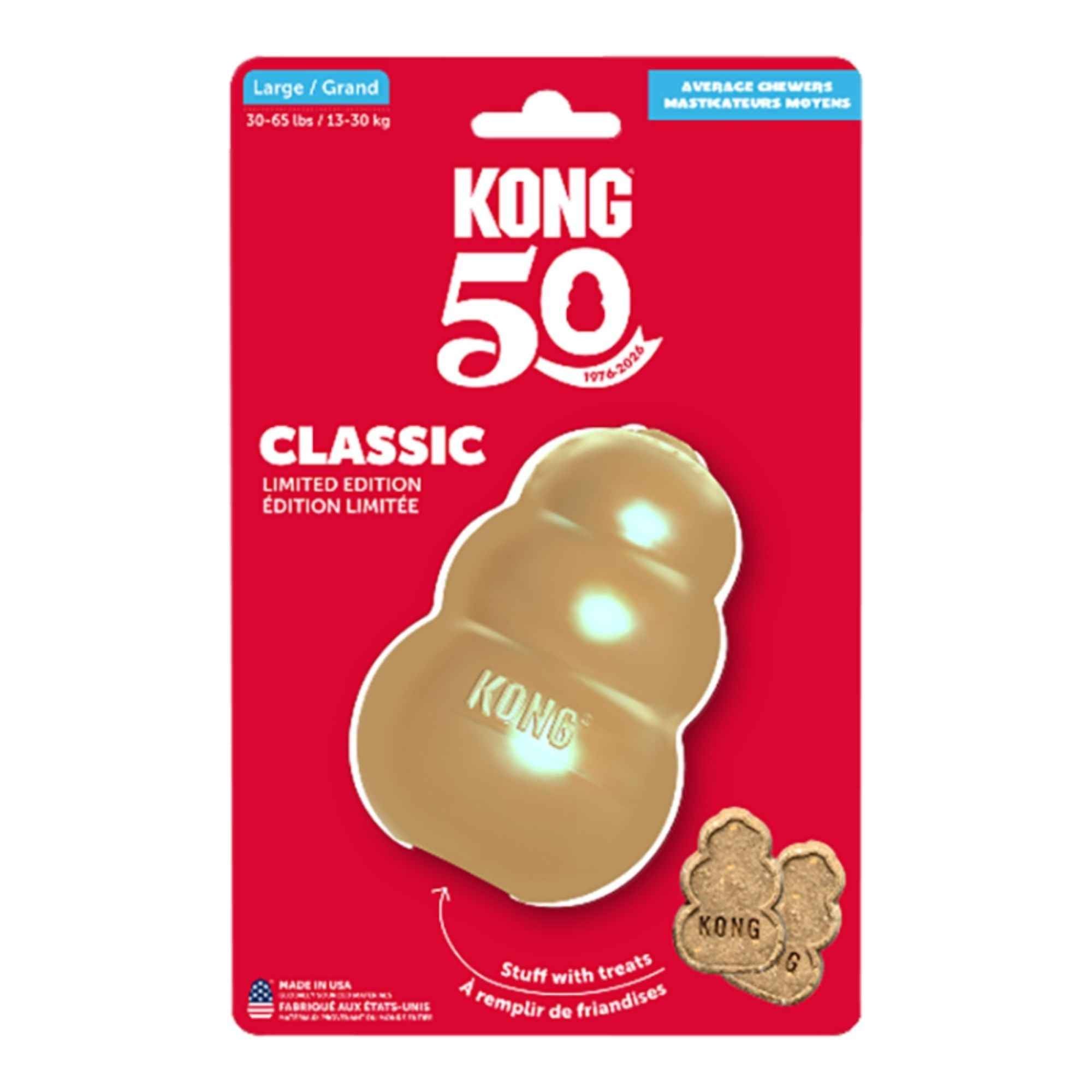 KONG Classic 50 Year Anniversary Dog Toy Gold, 1ea/LG