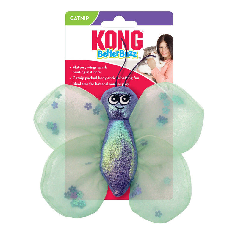 KONG Better Buzz Butterfly Catnip Cat Toy Purple/Green 1ea/One Size