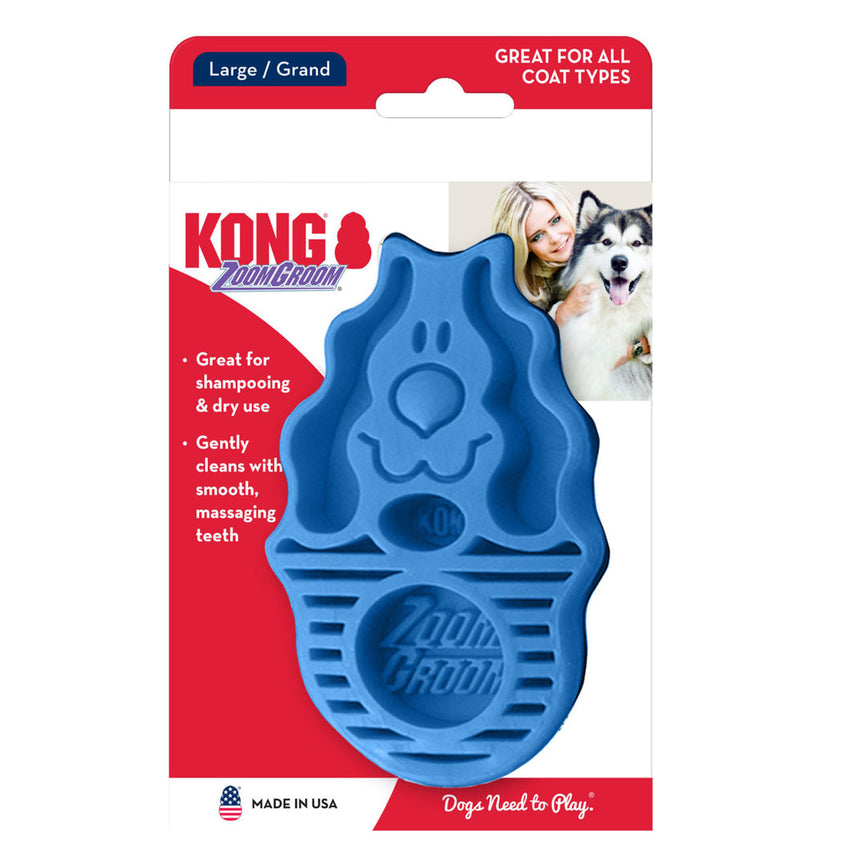 KONG ZoomGroom Rubber Dog Brush Boysenberry Large