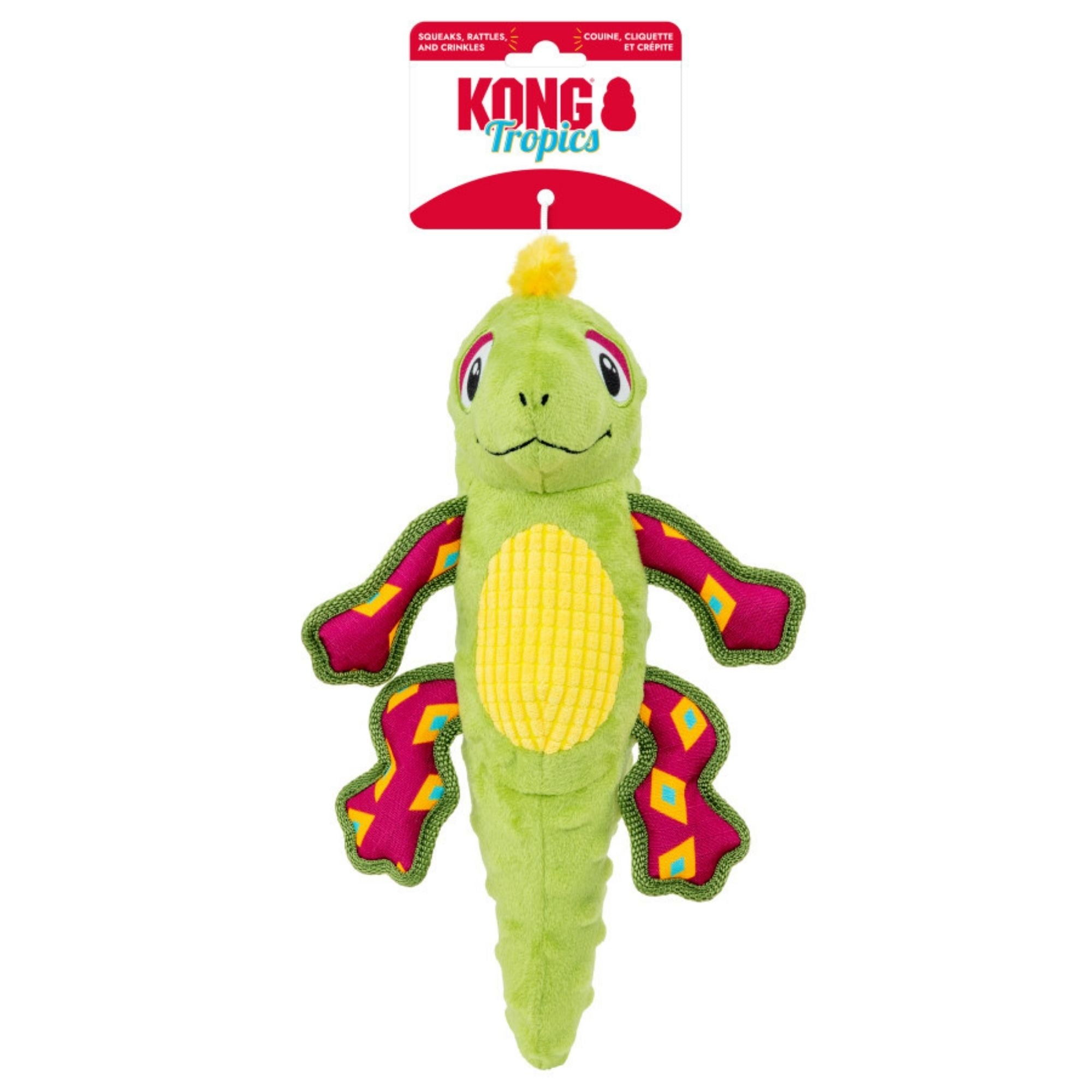 KONG Tropics Rattlez Iguana Dog Toy Green, 1ea/MD, LG