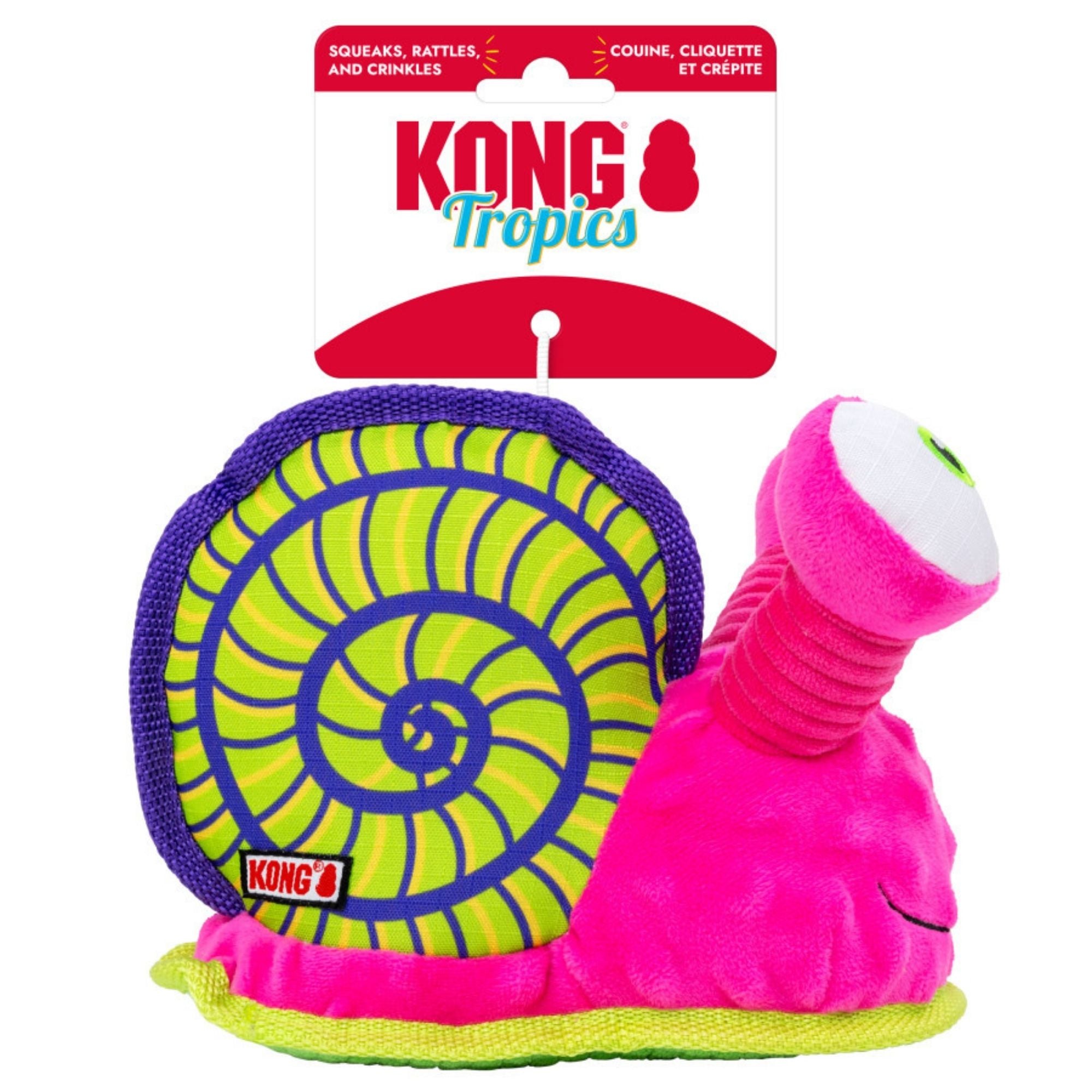 KONG Tropics Rattlez Snail Dog Toy Multi-Color, 1ea/MD, LG
