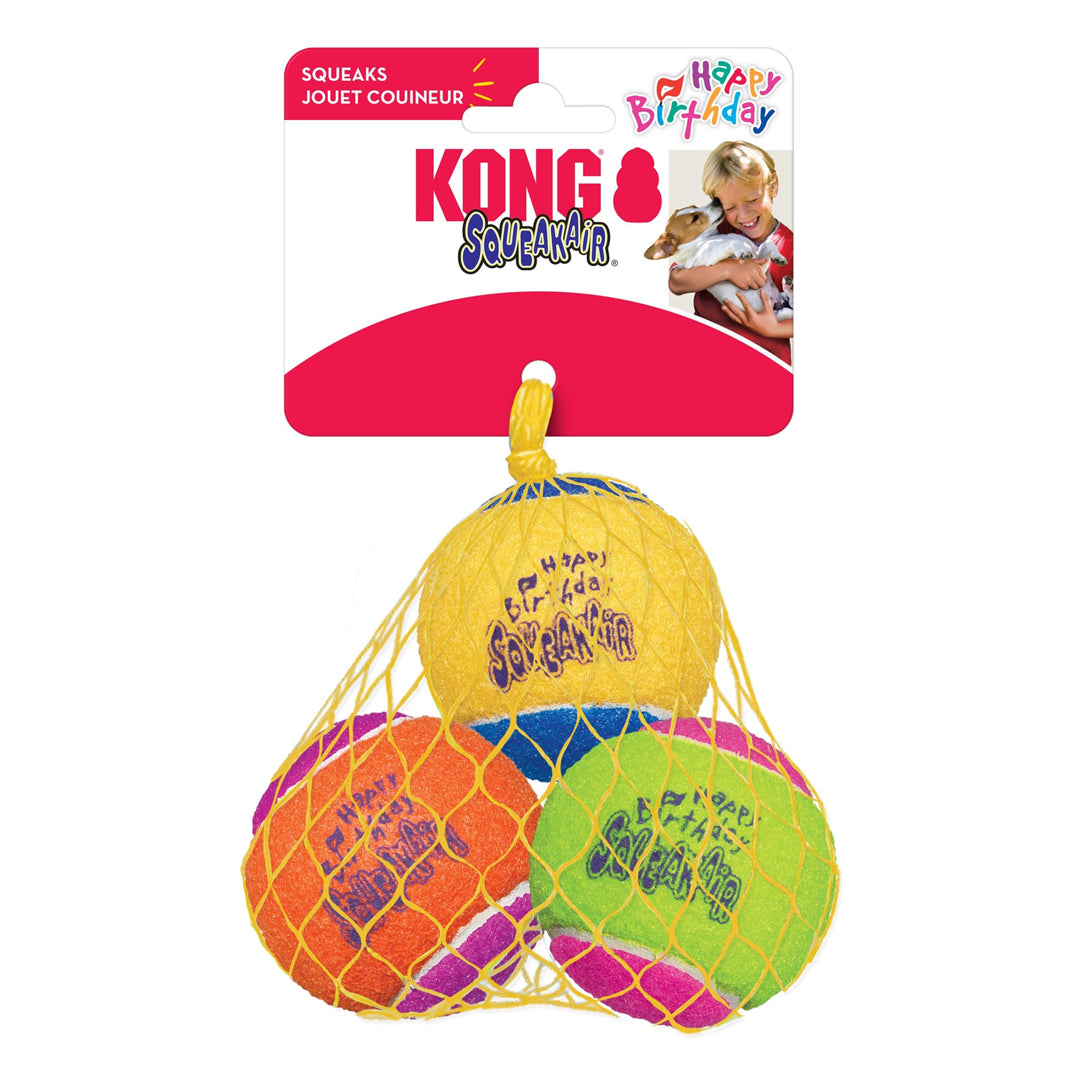 KONG SqueakAir Birthday Tennis Balls Dog Toy Medium 3pk