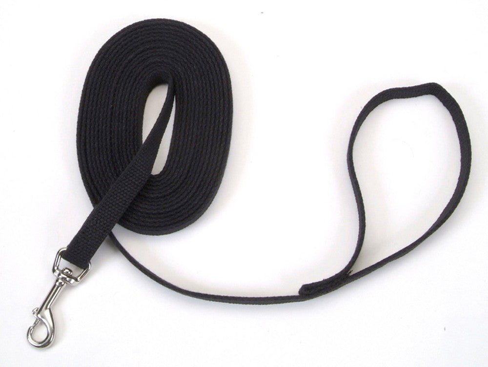 Coastal Train Right! Cotton Web Training Dog Leash Black 5/8X20ft