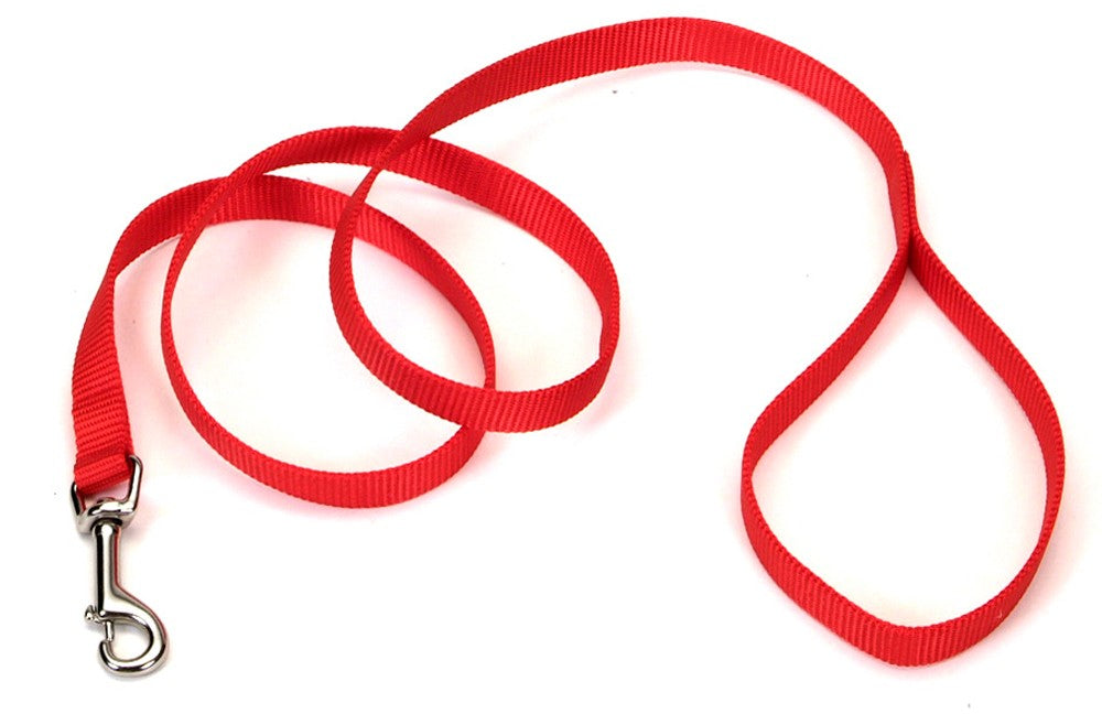 Coastal Single-Ply Nylon Dog Leash Red 3/4X6ft