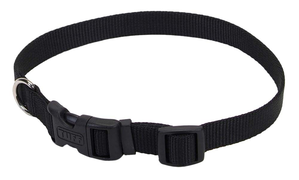 Coastal Adjustable Nylon Dog Collar with Plastic Buckle Black 5/8X14in