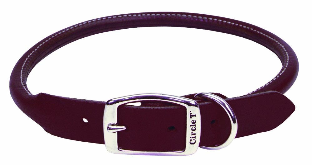 Coastal Circle T Latigo Leather Round Dog Collar 1X24in
