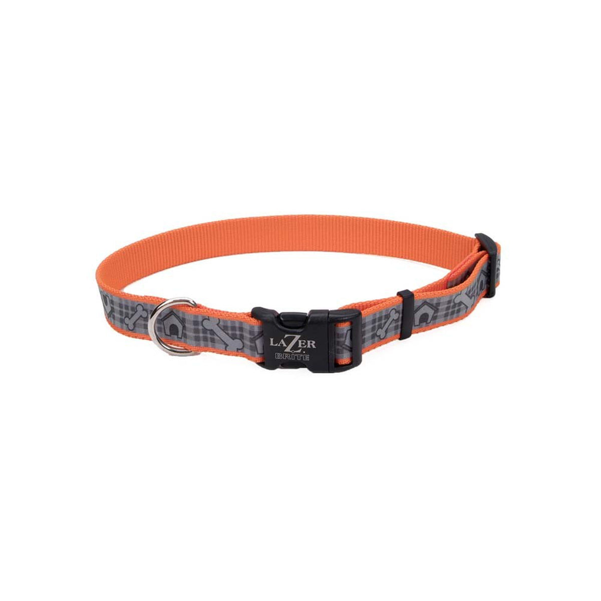 Coastal Lazer Brite Reflective Adjustable Dog Collar Orange Dog Houses 3/8x12