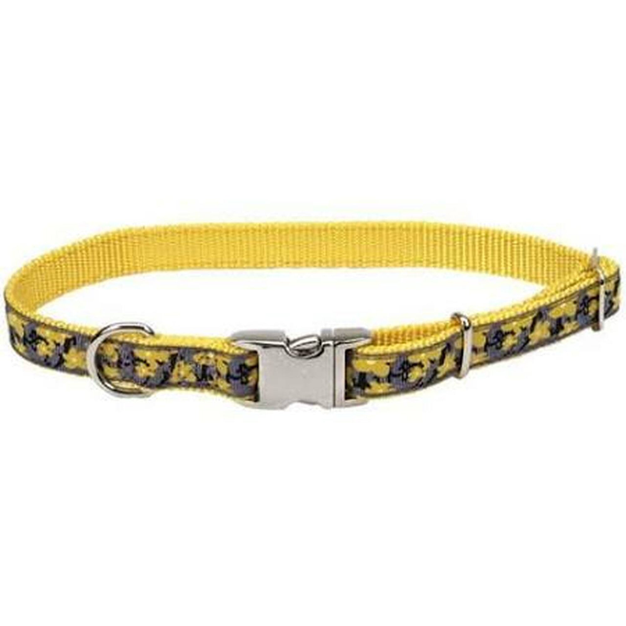 Coastal Ribbon Adjustable Nylon Collar Metal Buckle Yellow Buttercup 5/8x12