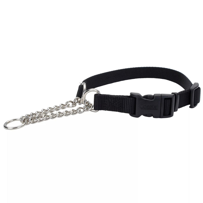 Coastal Adjustable Check Training Collar with Buckle for Dogs Black Large 3/4" X 18"-22"
