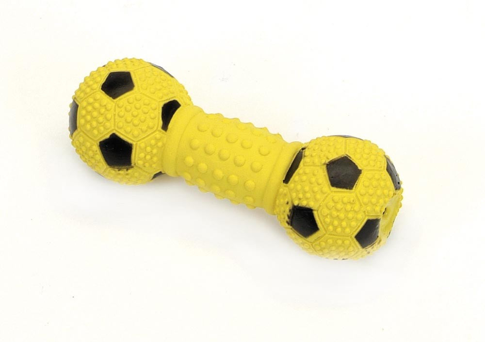 Coastal Rascals Latex Soccer Dumbbell Dog Toy Yellow 5.5in