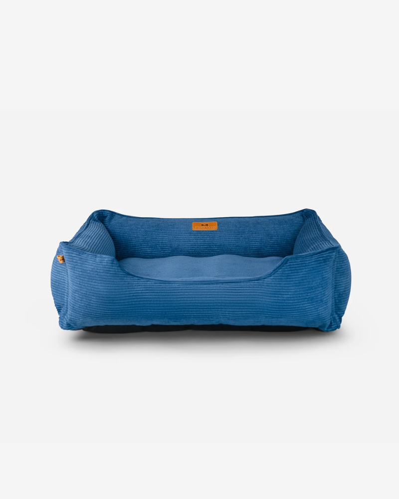 Fancy Corduroy Sleeper Dog Bed Blue