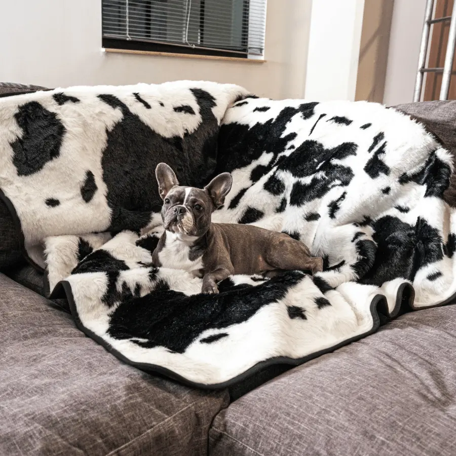 PupProtector™ Waterproof Throw Blanket - Black Faux Cowhide Paw.com