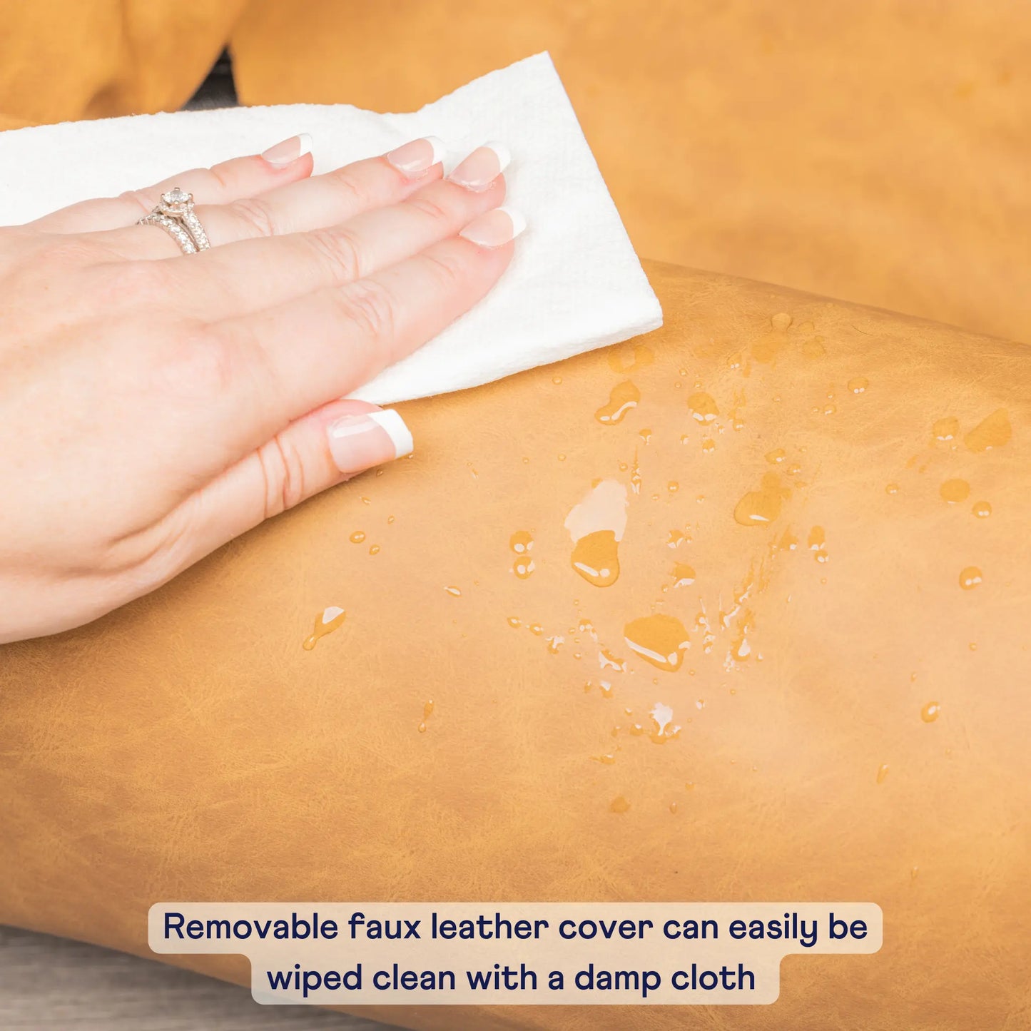 PupProtector™ Faux Leather Memory Foam Dog Car Bed - Camel Paw.com