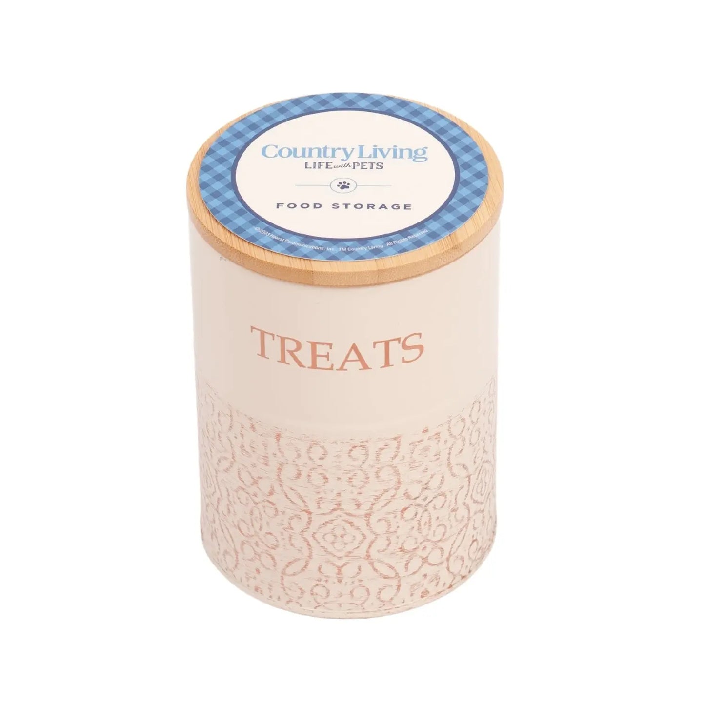 Country Living Dog Treat Canisters - Set of 2 Carbon Steel Jars with Bamboo Lids – White Swan American Pet Supplies