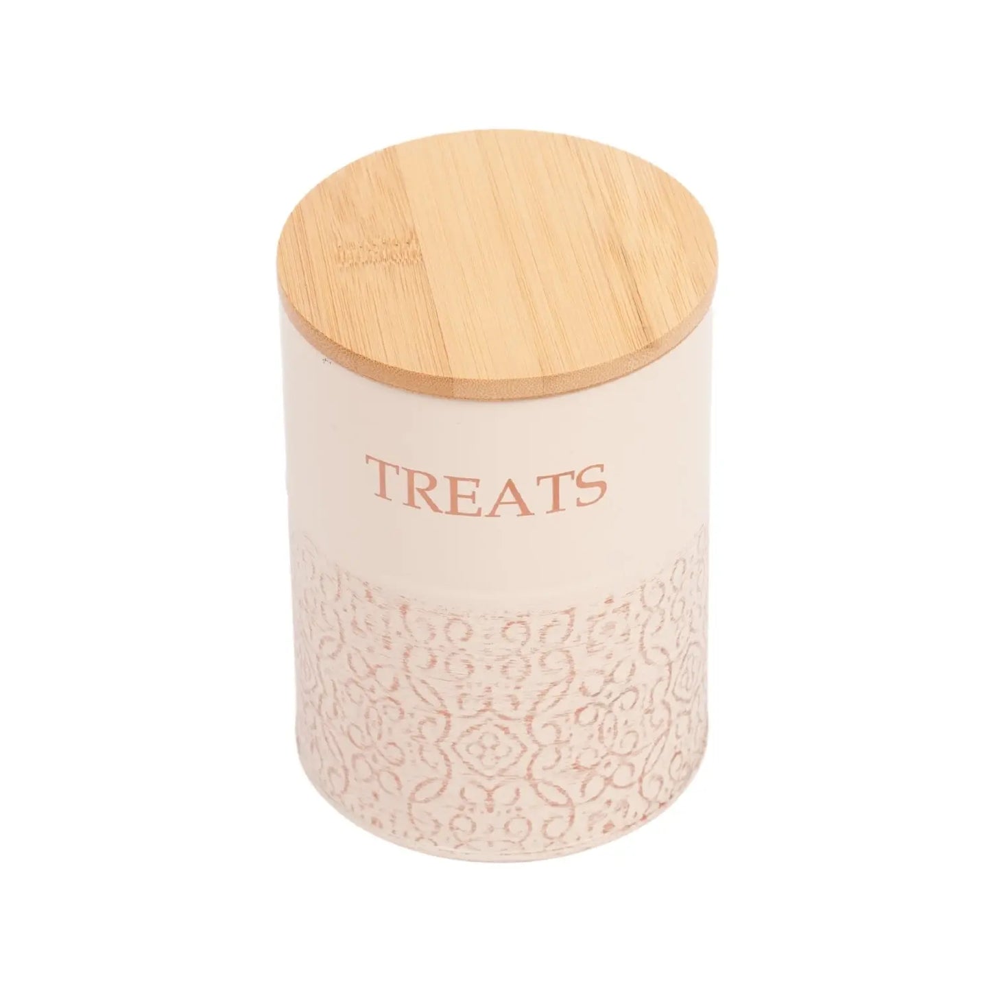 Country Living Dog Treat Canisters - Set of 2 Carbon Steel Jars with Bamboo Lids – White Swan American Pet Supplies