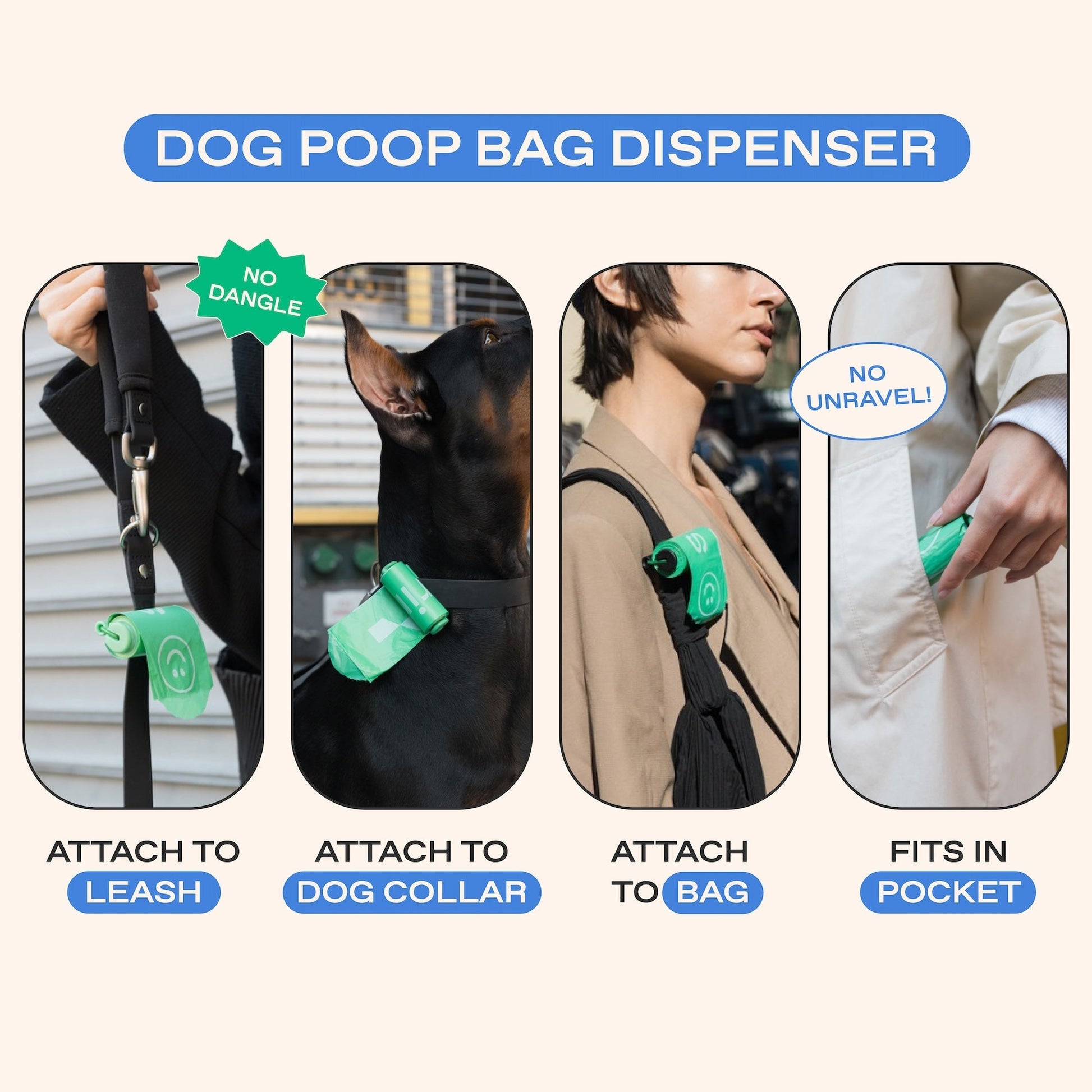 Premium Dog Poop Bag Dispenser + 15 Bags Springland Pets