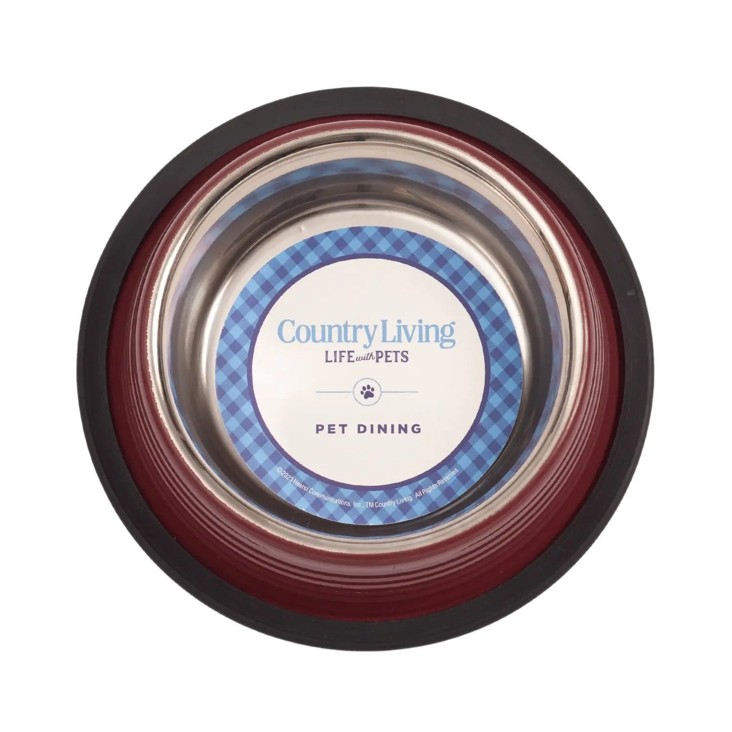 Country Living Set of 2 Ribbed Non-Slip Pet Bowls – Merlot Red American Pet Supplies