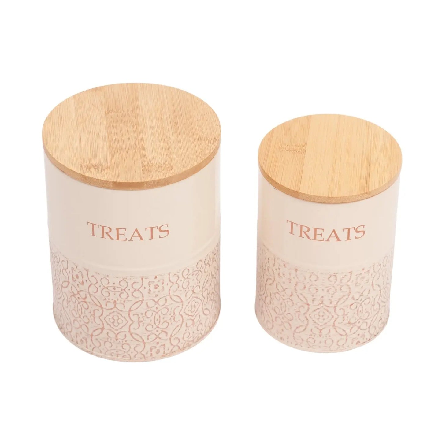 Country Living Dog Treat Canisters - Set of 2 Carbon Steel Jars with Bamboo Lids – White Swan American Pet Supplies