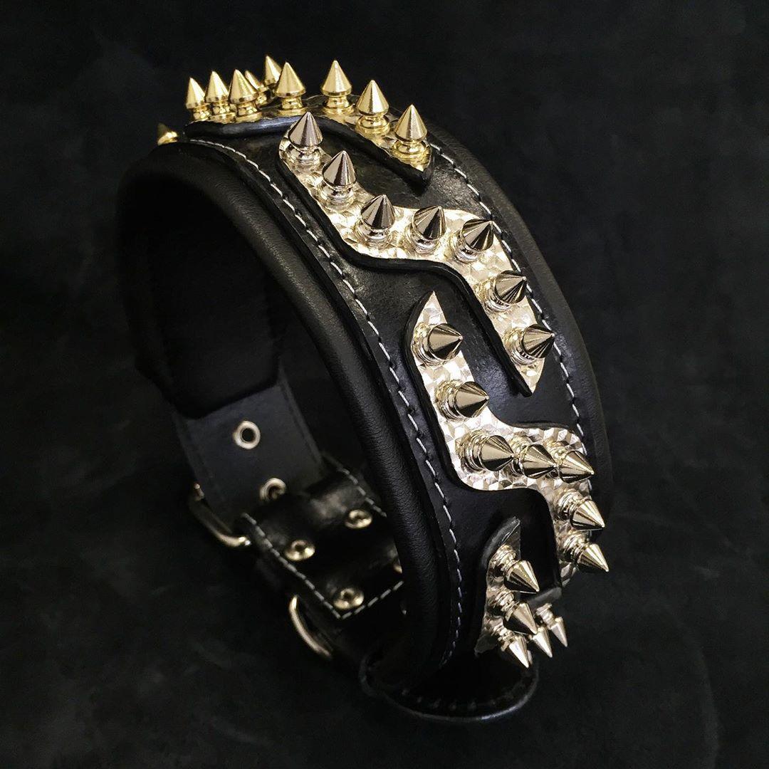 Bestia Platinum Leather Dog Collar