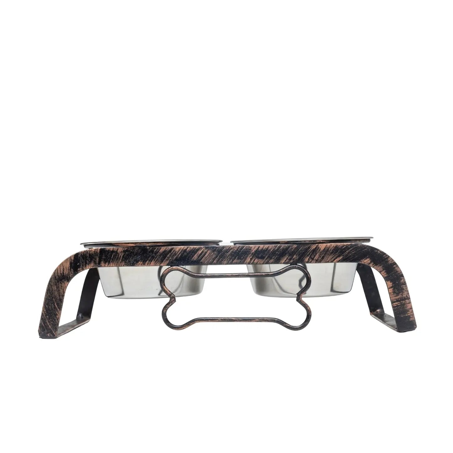 Country Living Rustic Dog Bone Elevated Feeder with 2 Stainless Steel Bowls American Pet Supplies