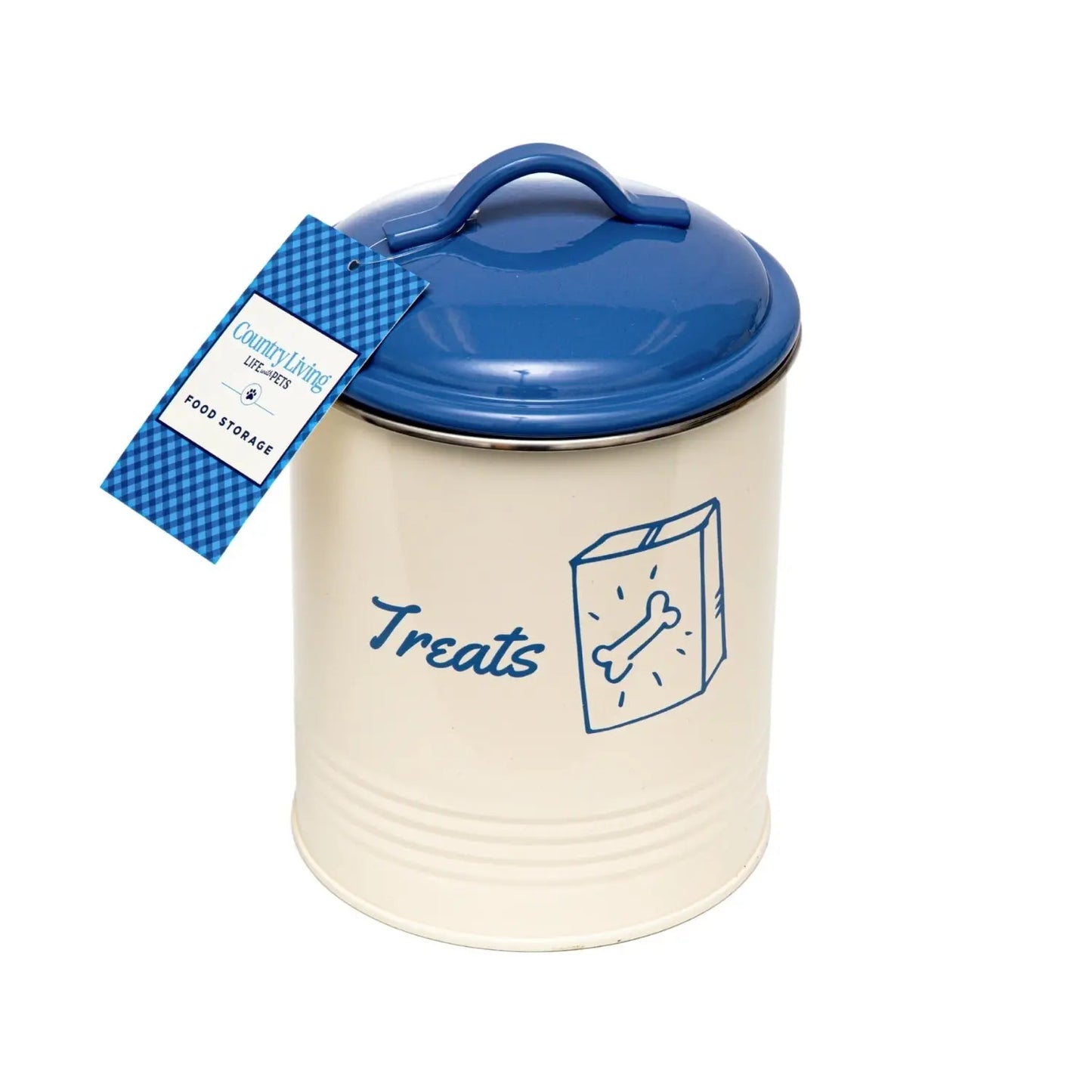 Country Living Set of 3 Pet Treat Canisters, Dog Treat Storage – French Blue Lid American Pet Supplies