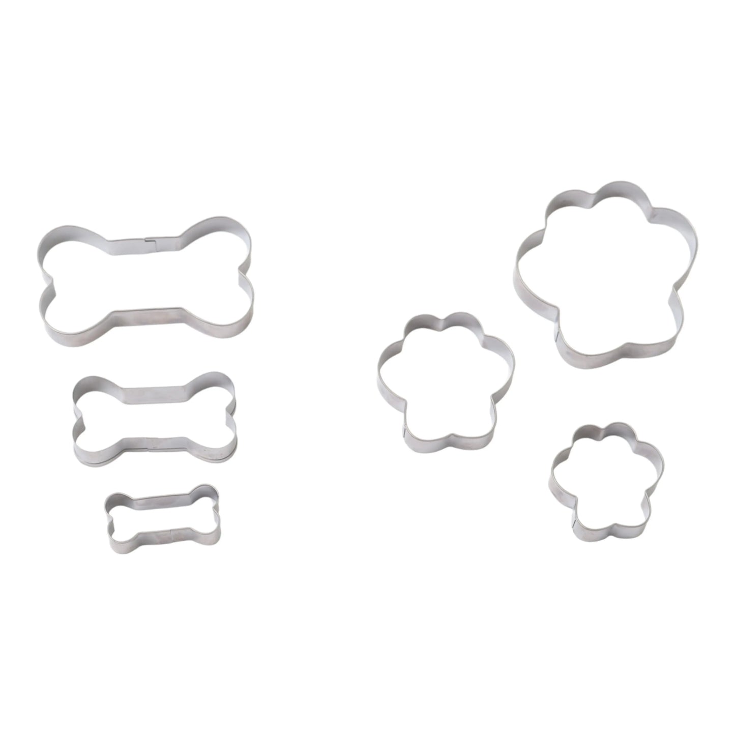 Country Living 6-Piece Stainless Steel Cookie Cutter Set (3 Paw-Shaped, 3 Bone-Shaped) American Pet Supplies