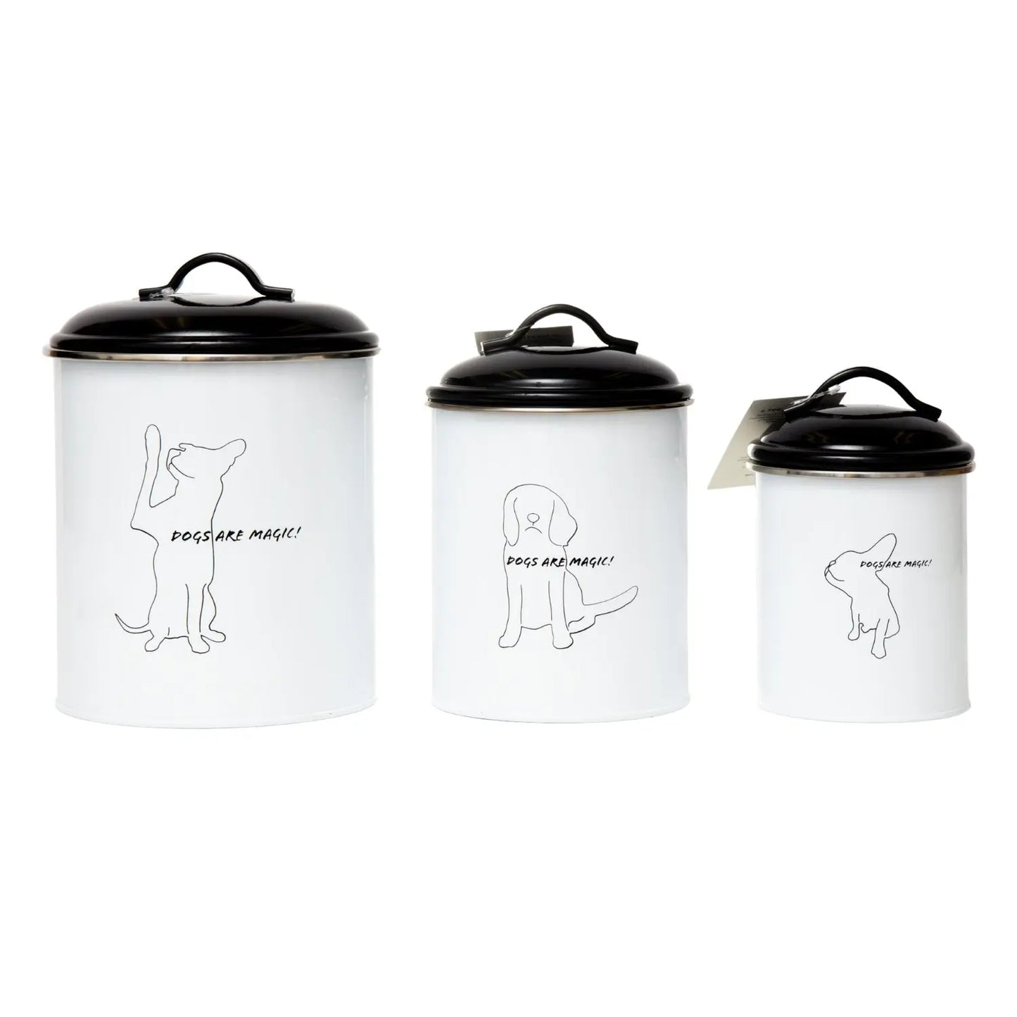Country Living Set of 3 Pet Treat Storage Canisters – Black & White American Pet Supplies