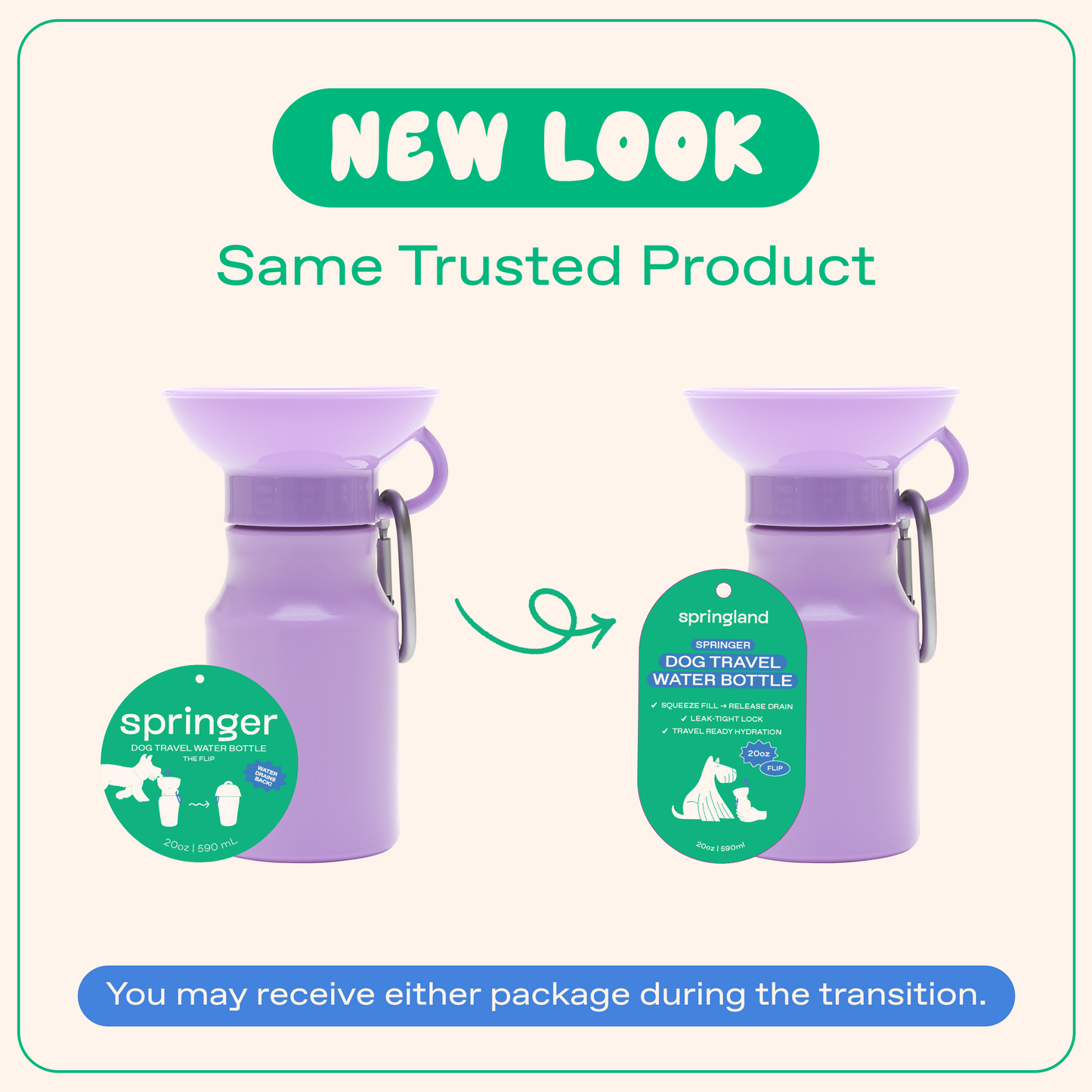 15oz Original Dog Travel Water Bottle Springland Pets