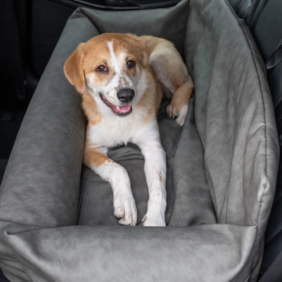 PupProtector™ Faux Leather Memory Foam Dog Car Bed - Slate Gray Paw.com