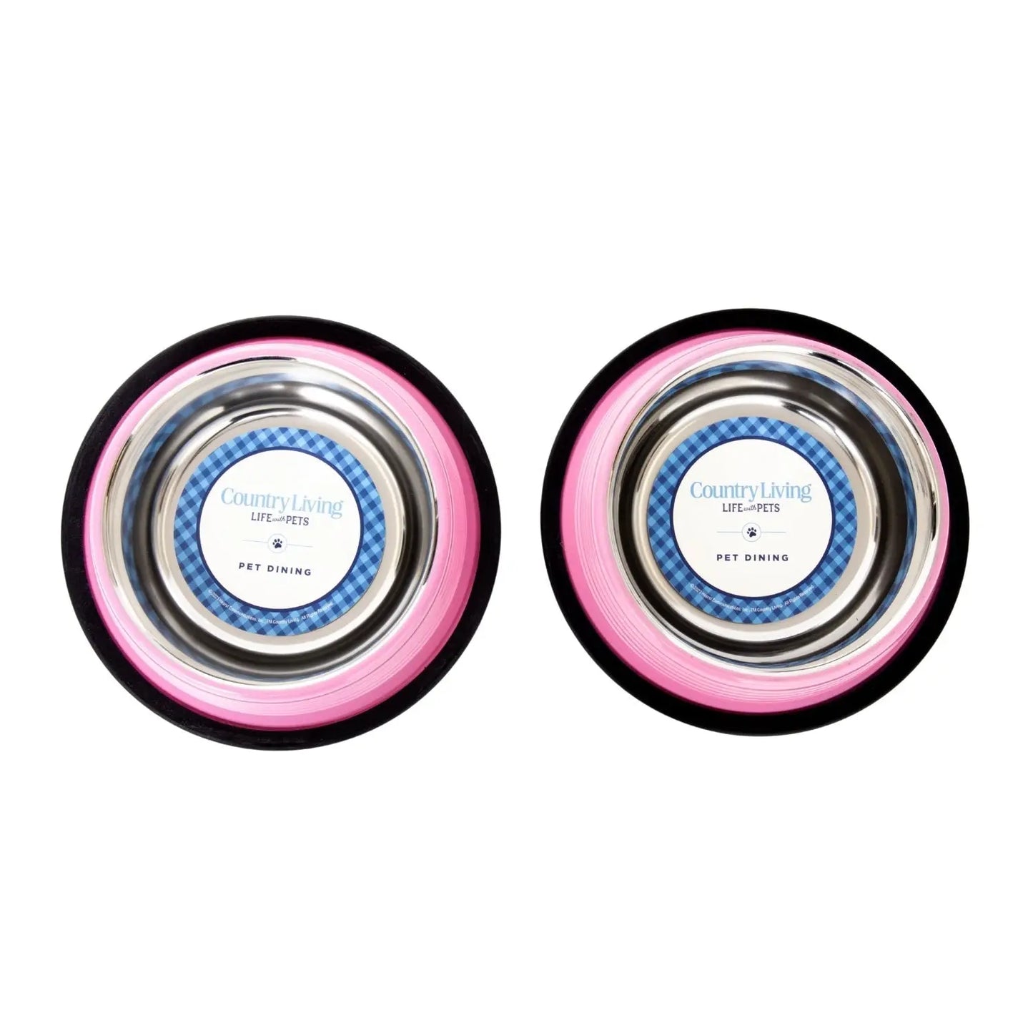 Country Living Set of 2 Ribbed Non-Slip Pet Bowls – Carnation Pink American Pet Supplies
