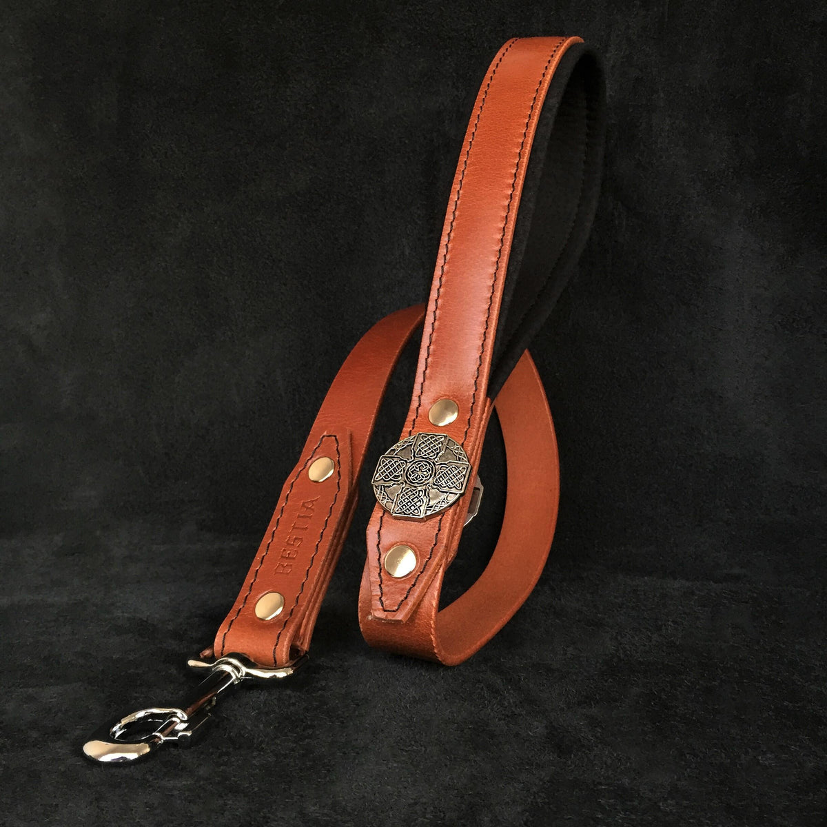 Bestia Maximus Silver Leather Dog Leash