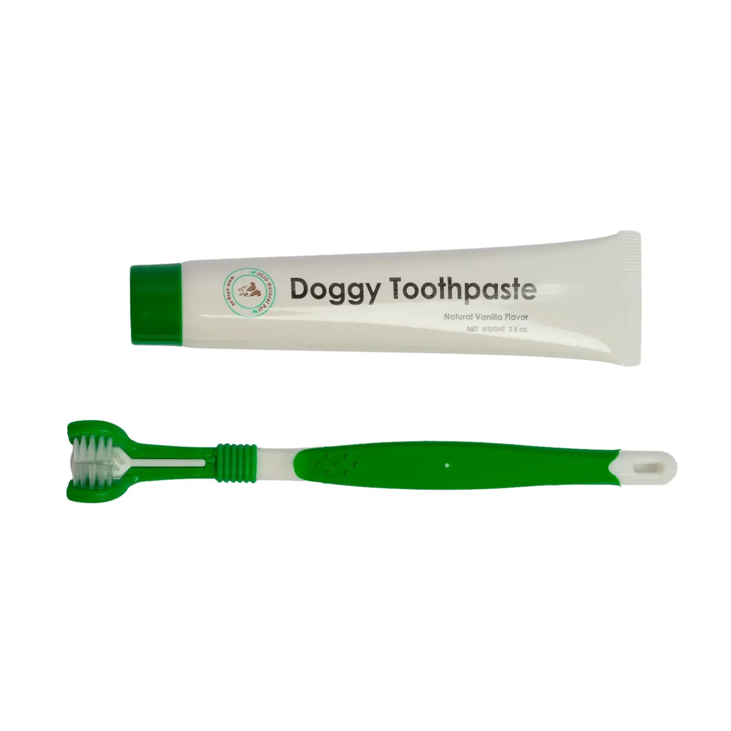 Triple Headed Dog Toothbrush with All-Natural Toothpaste Kit – 2-Piece Kit American Pet Supplies