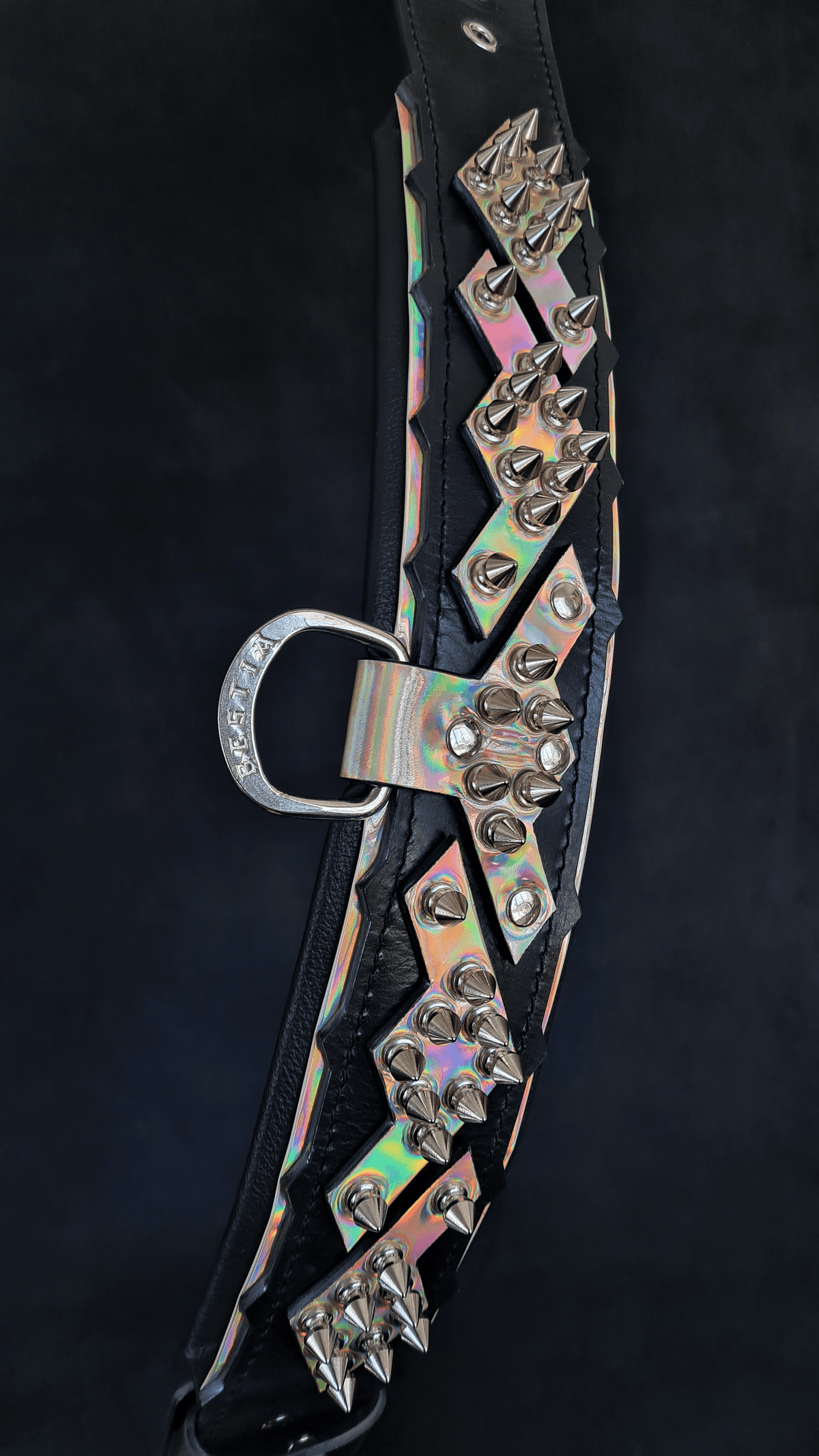 Bestia Midas Leather Dog Collar – Silver