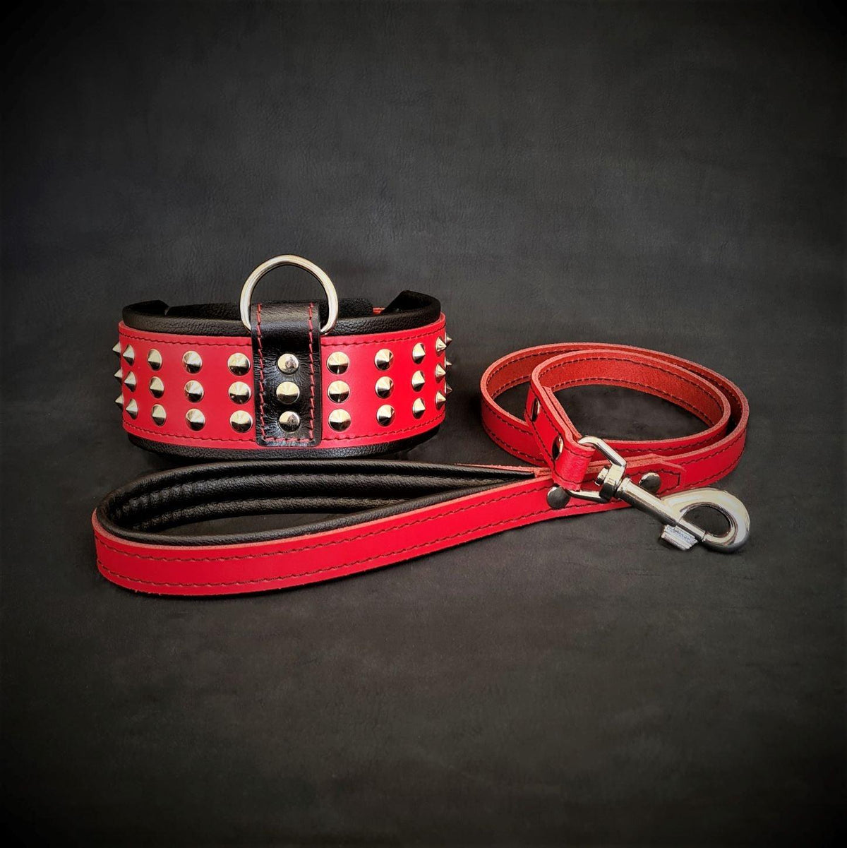 Bestia Star Leather Collar & Leash Set