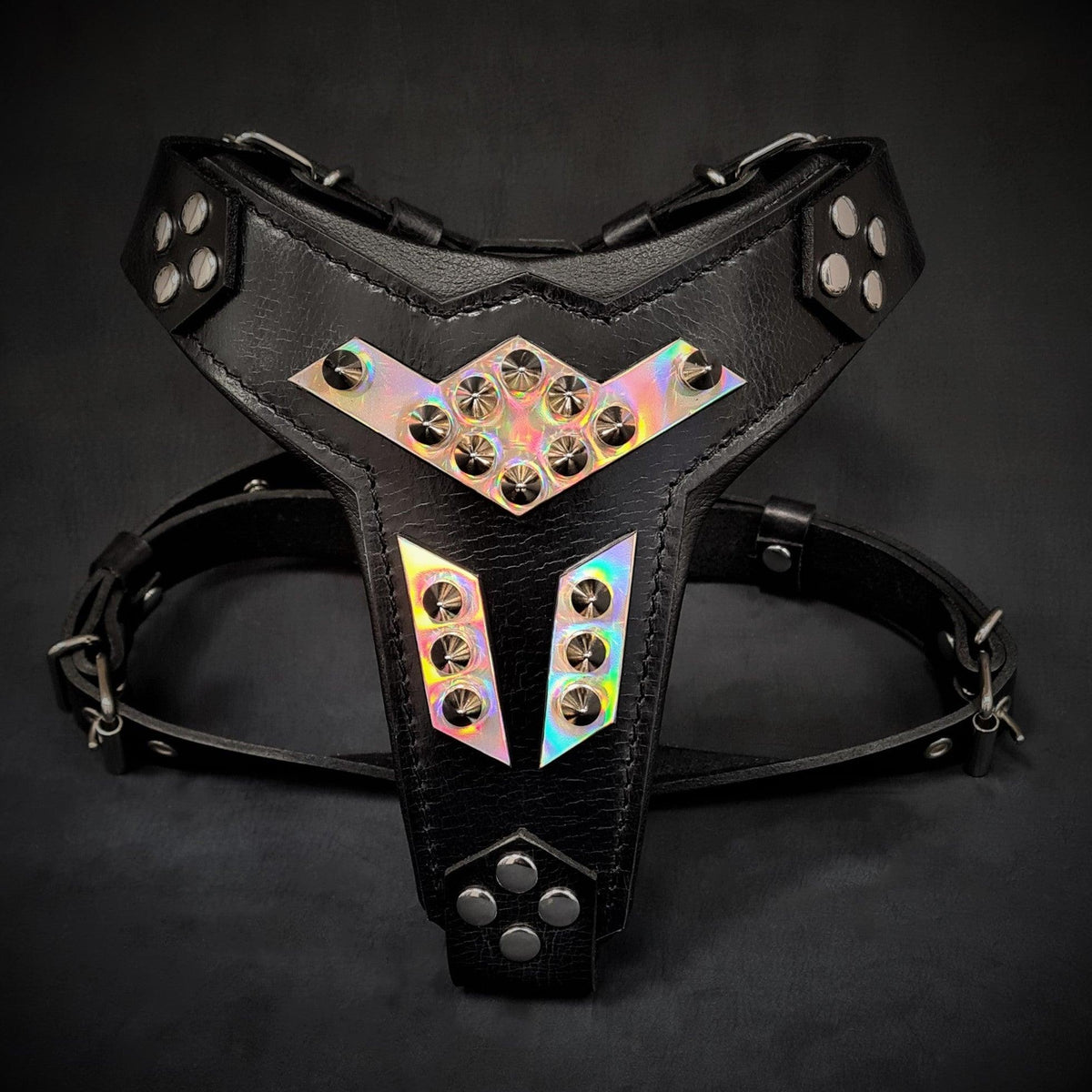 Bestia Midas Leather Dog Harness – Silver, Medium Dogs