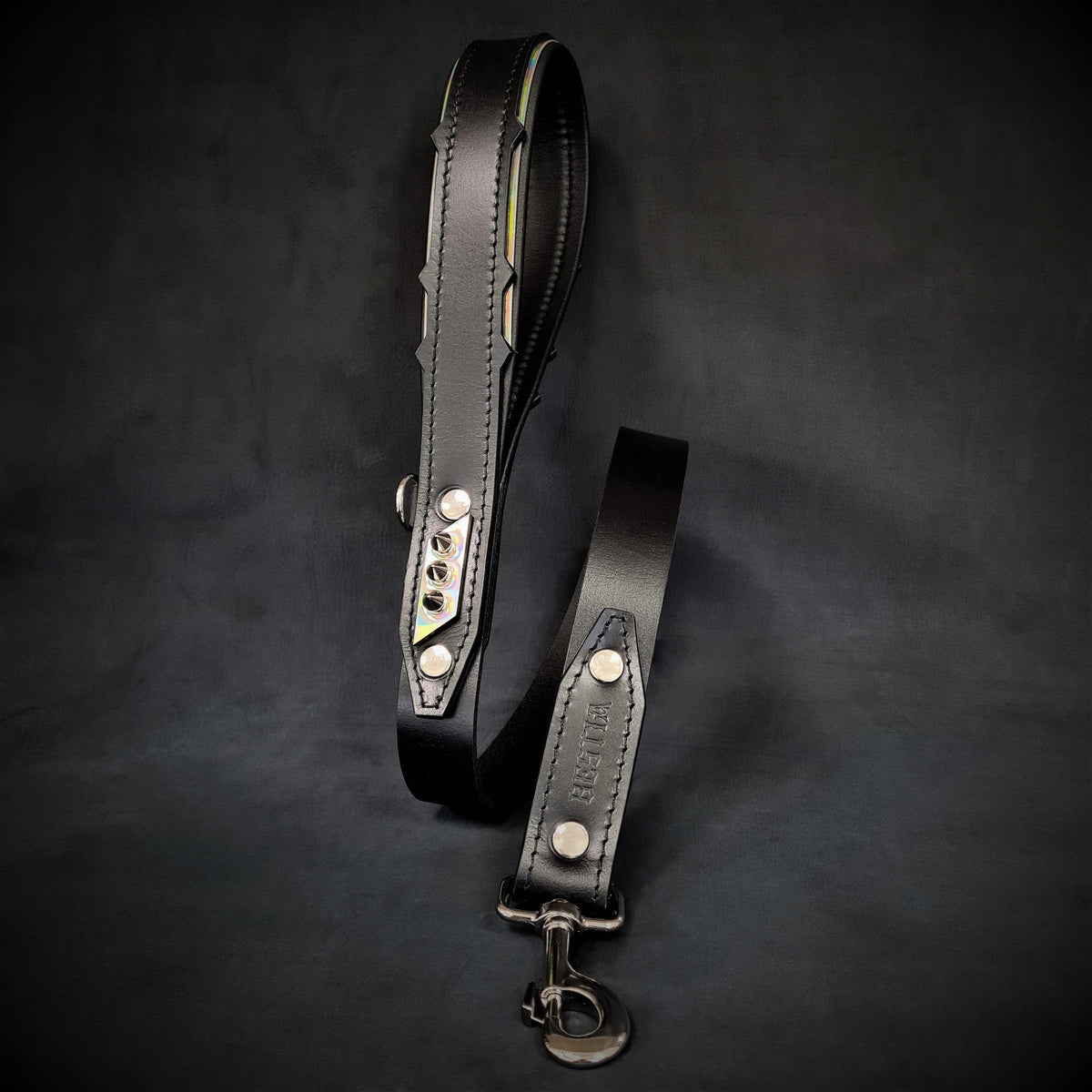 Bestia Midas Leather Dog Collar – Silver