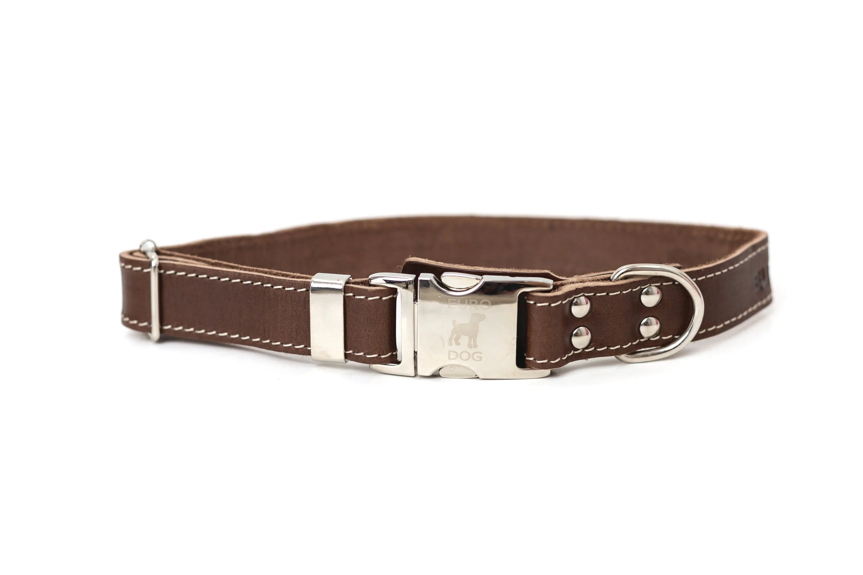 Bestseller Quick-Release Chocolate Leather Dog Collar with Metal Buckle Euro-Dog Collars and Leads