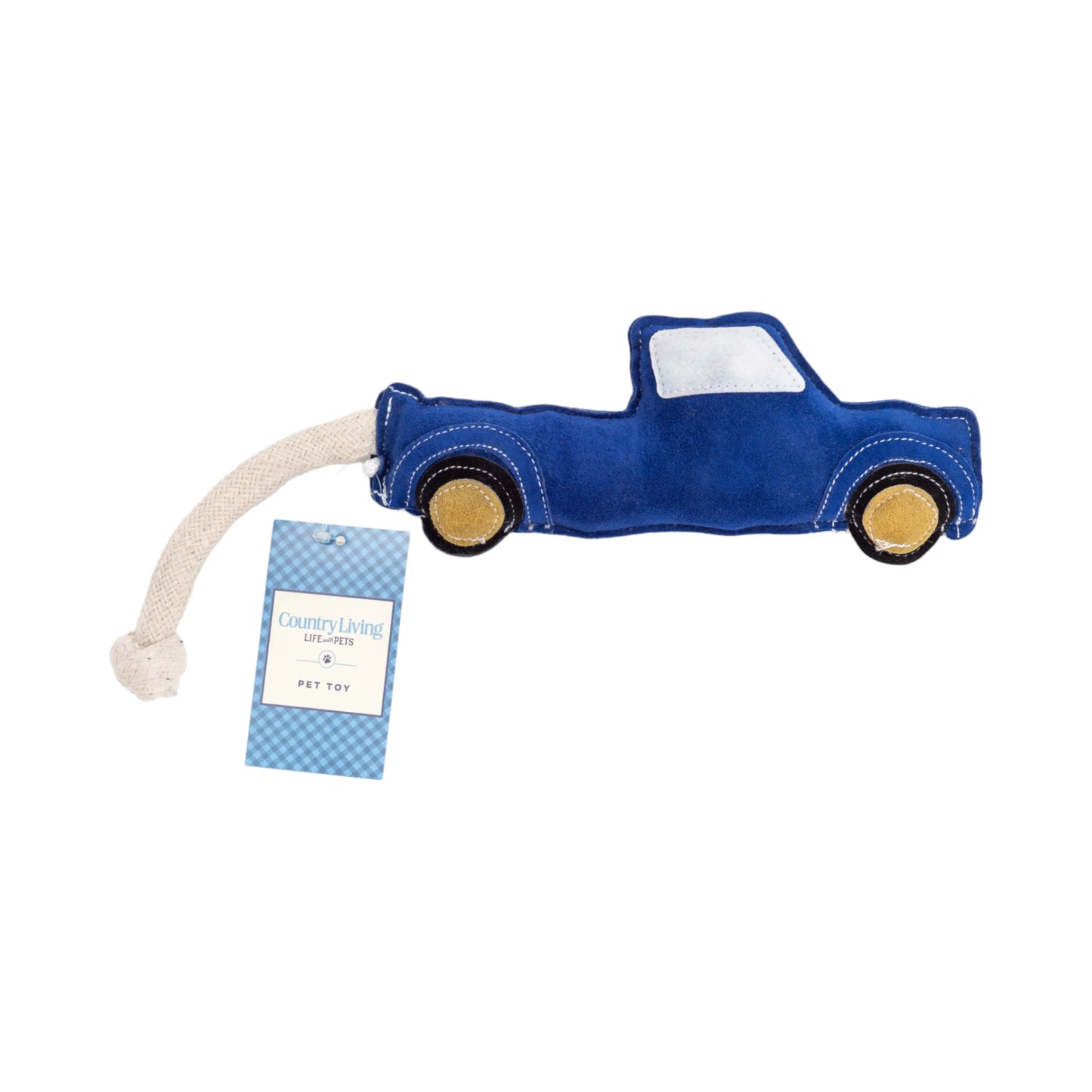 Country Living Faux Leather Blue Pickup Truck Dog Chew Toy, Durable, Safe and Non-Toxic American Pet Supplies