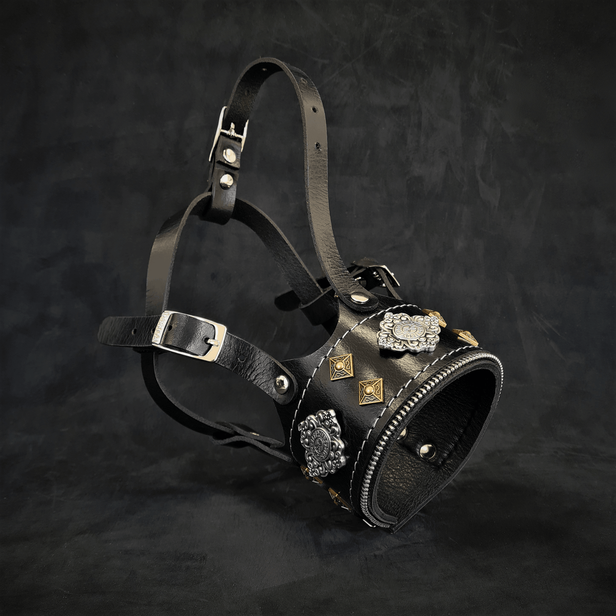 Bestia Aztec Leather Muzzle – Black