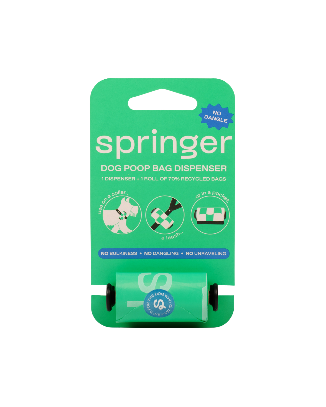 Premium Dog Poop Bag Dispenser + 15 Bags Springland Pets