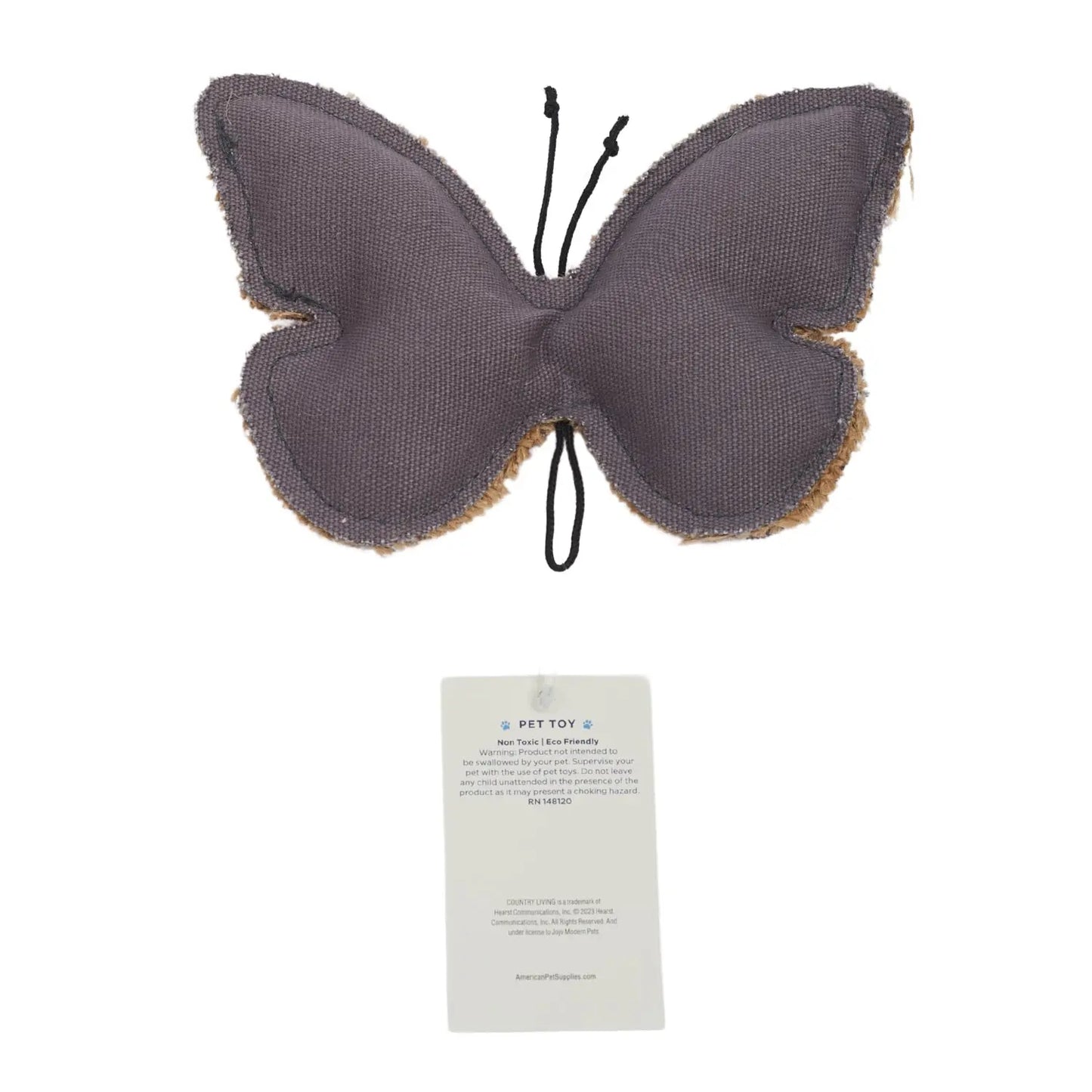 Country Living Canvas & Jute Butterfly-Shaped Dog Chew Toy – Durable, Safe and Non-Toxic American Pet Supplies