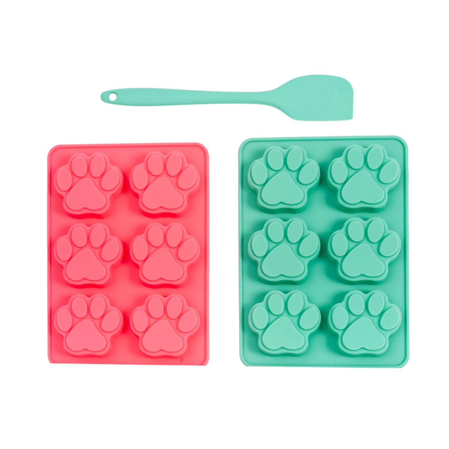 Country Living 3-Piece Silicone Baking Kit – Includes 2 Baking Trays (6-Cavity Paw Print Mold) & Spatula – for Homemade Dog Treats, Candy, Chocolate, and Ice Cubes American Pet Supplies